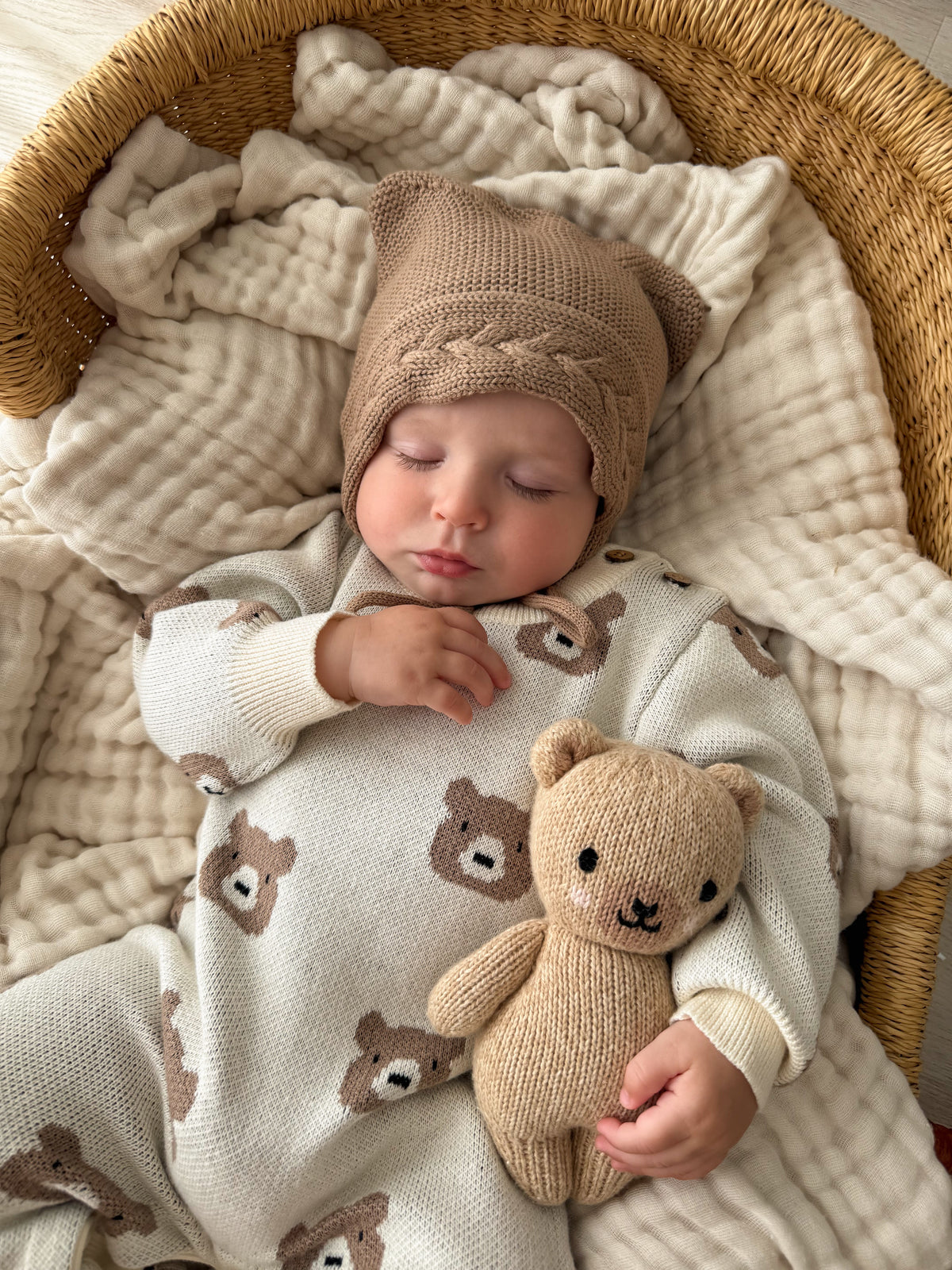 Baby Bear Bonnet - Acorn