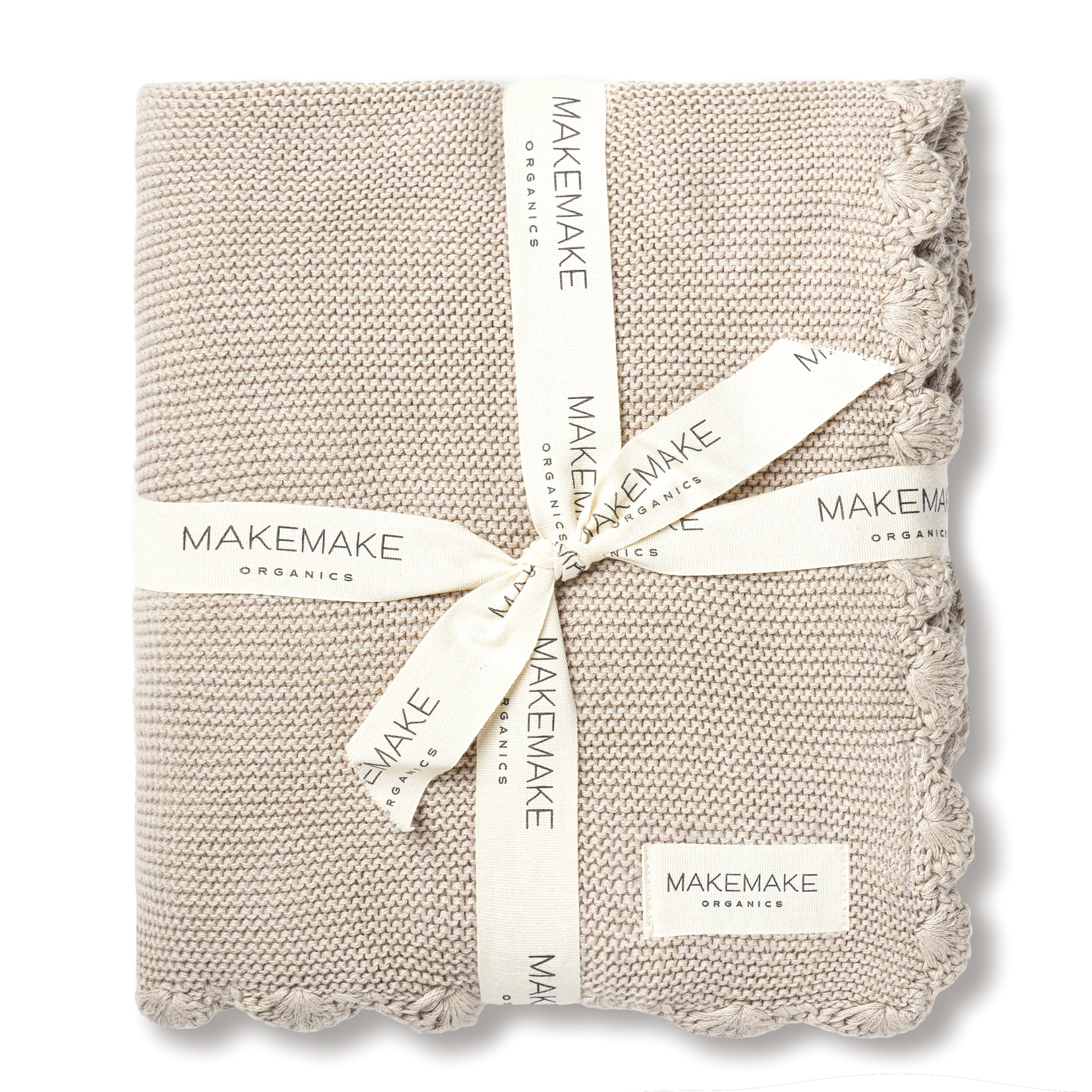 Organic Cotton Scalloped Baby Blanket - Beige