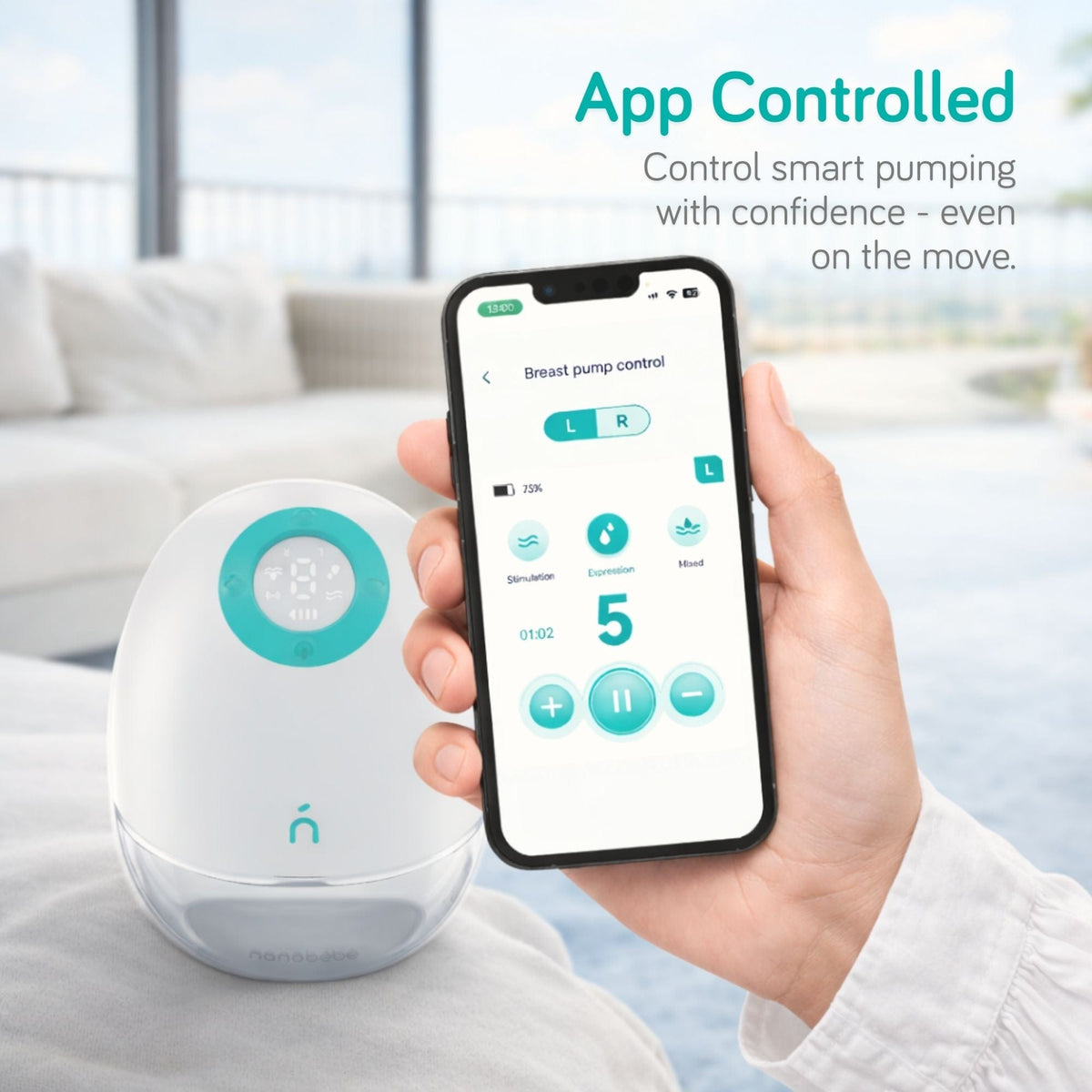 Nanobébé Wearable Breast Pump – Hands-Free, Quiet, App-Controlled