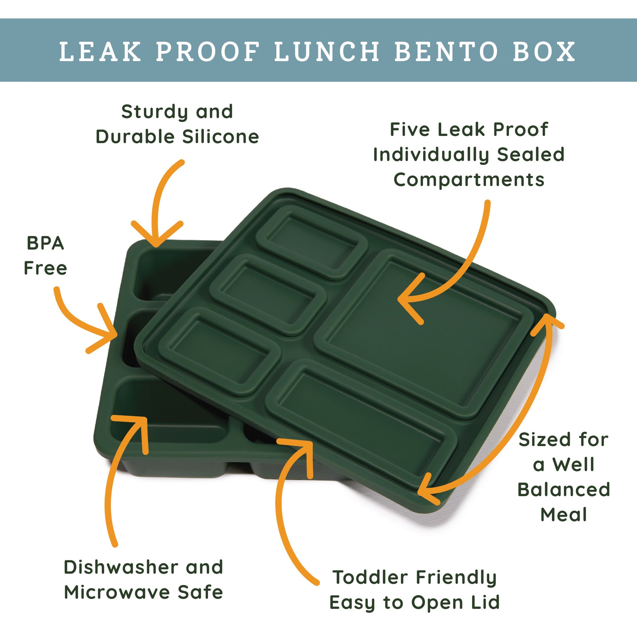 Silicone Bento Box Mini Floral Hunter Green