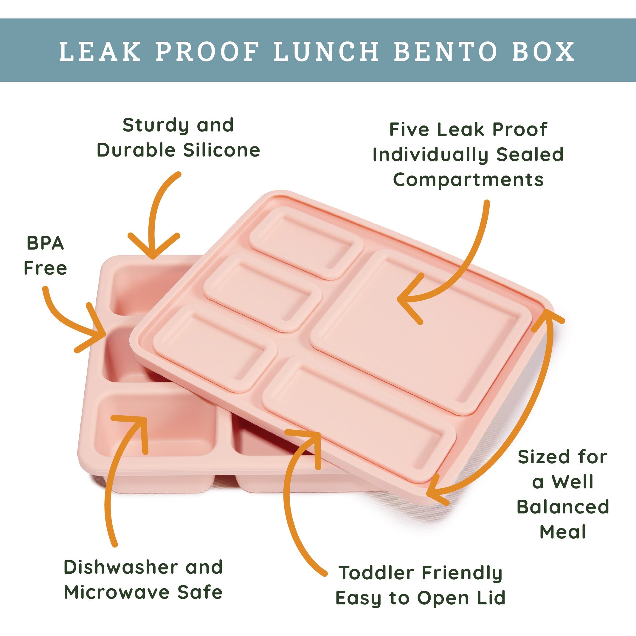 Silicone Bento Box Solid Ripe Peach