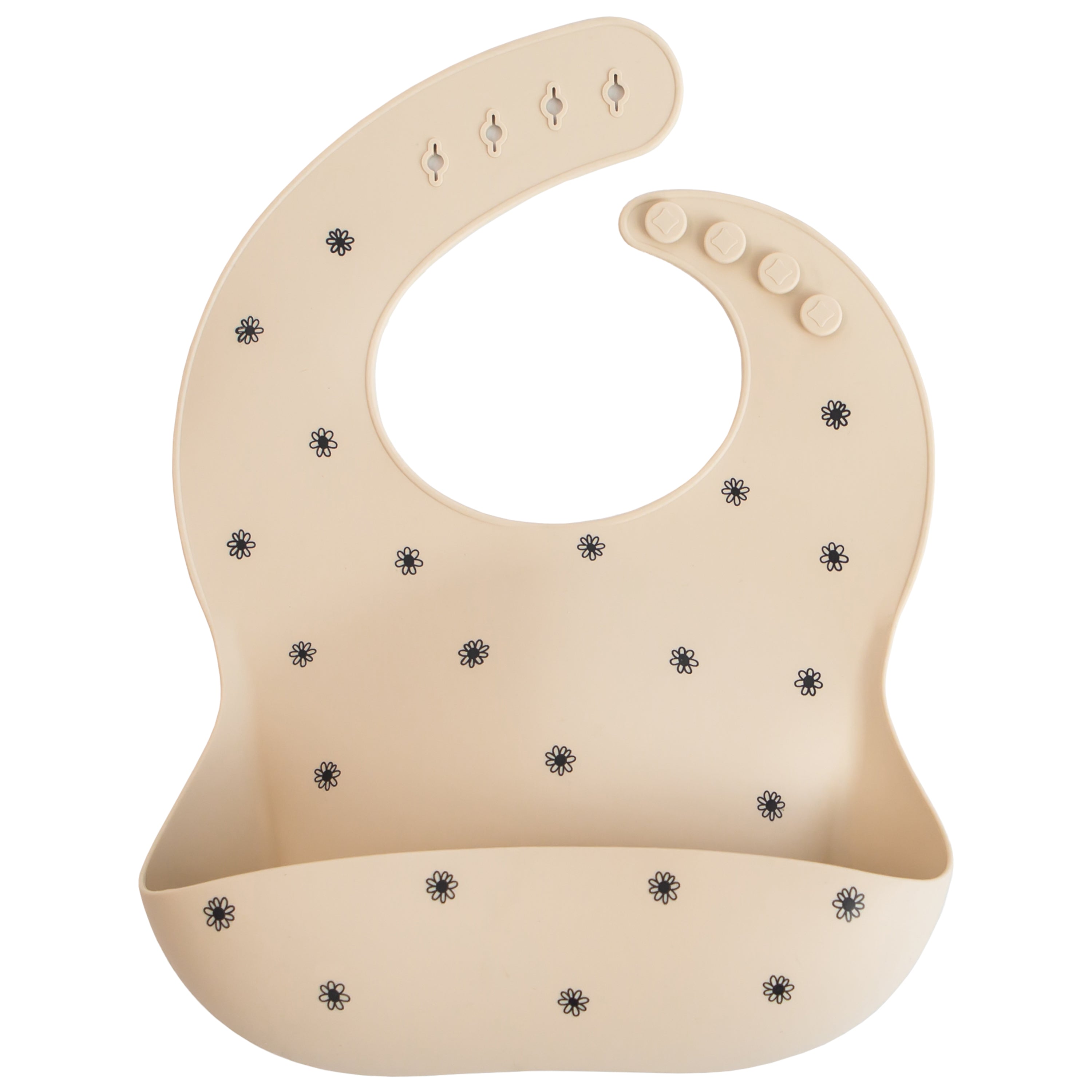 Silicone Baby Bib Silicone Bib Mushie Black Daisy  