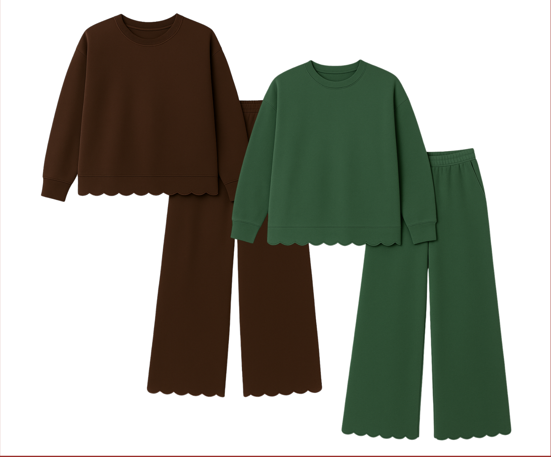 Adult Scalloped Set - Green or Brown