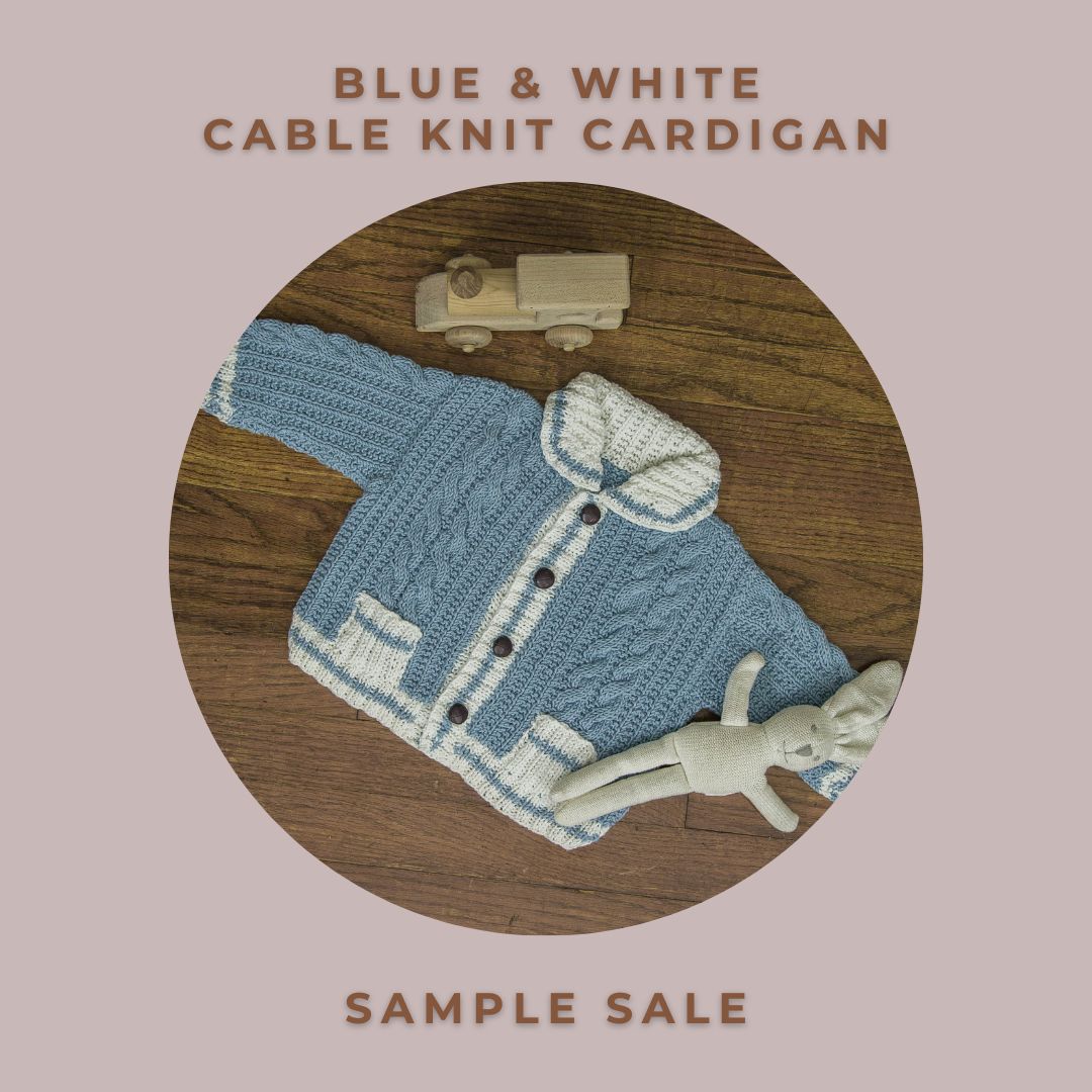 Blue & White Cable Knit Cardigan