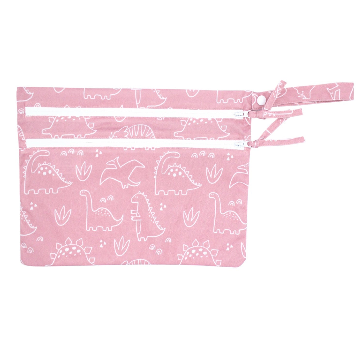 Dino Friends - Blush - Waterproof Wet Bag (For mealtime, on-the-go, and more!)  BapronBaby   