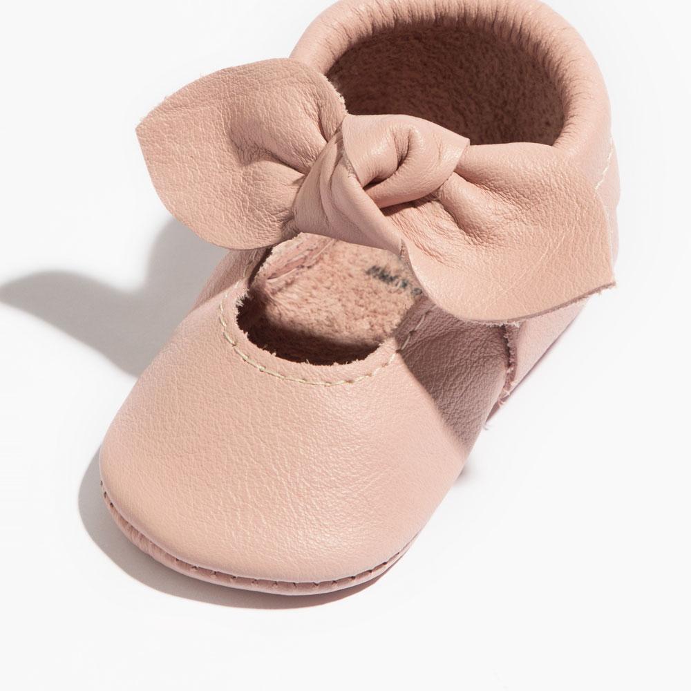 Blush Knotted Bow Baby Shoe