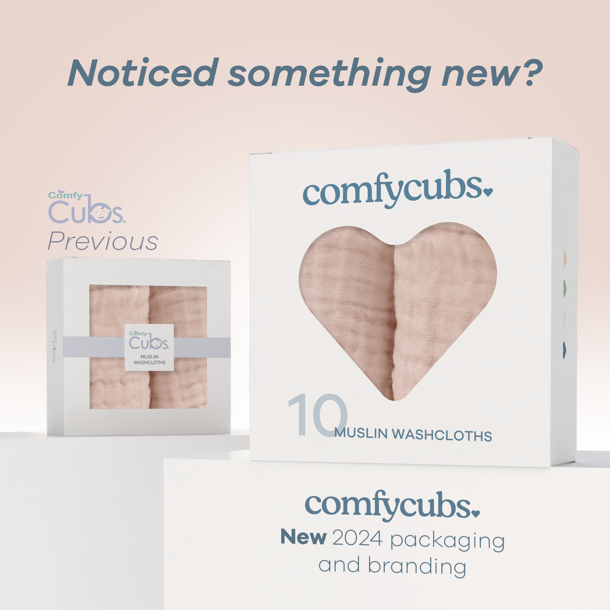 Muslin Washcloths by Comfy Cubs - Blush