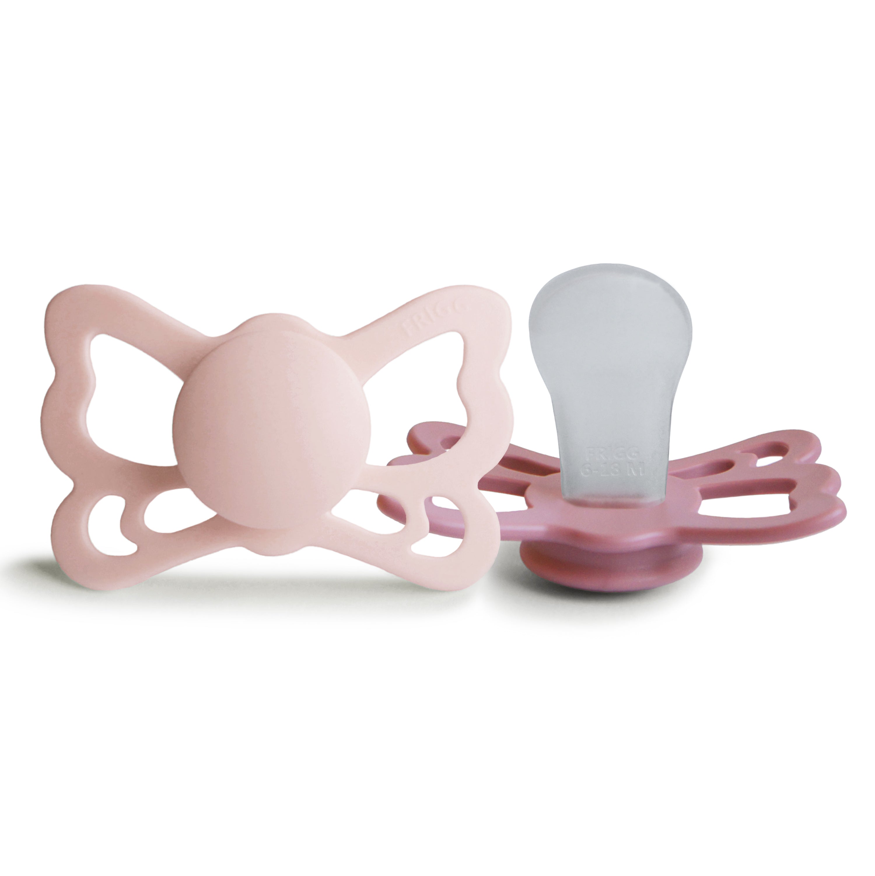 FRIGG Butterfly Anatomical Silicone Pacifier 2-Pack (6-18 Months) SILICONE FRIGG PACIFIERS Mushie Blush/Cedar  