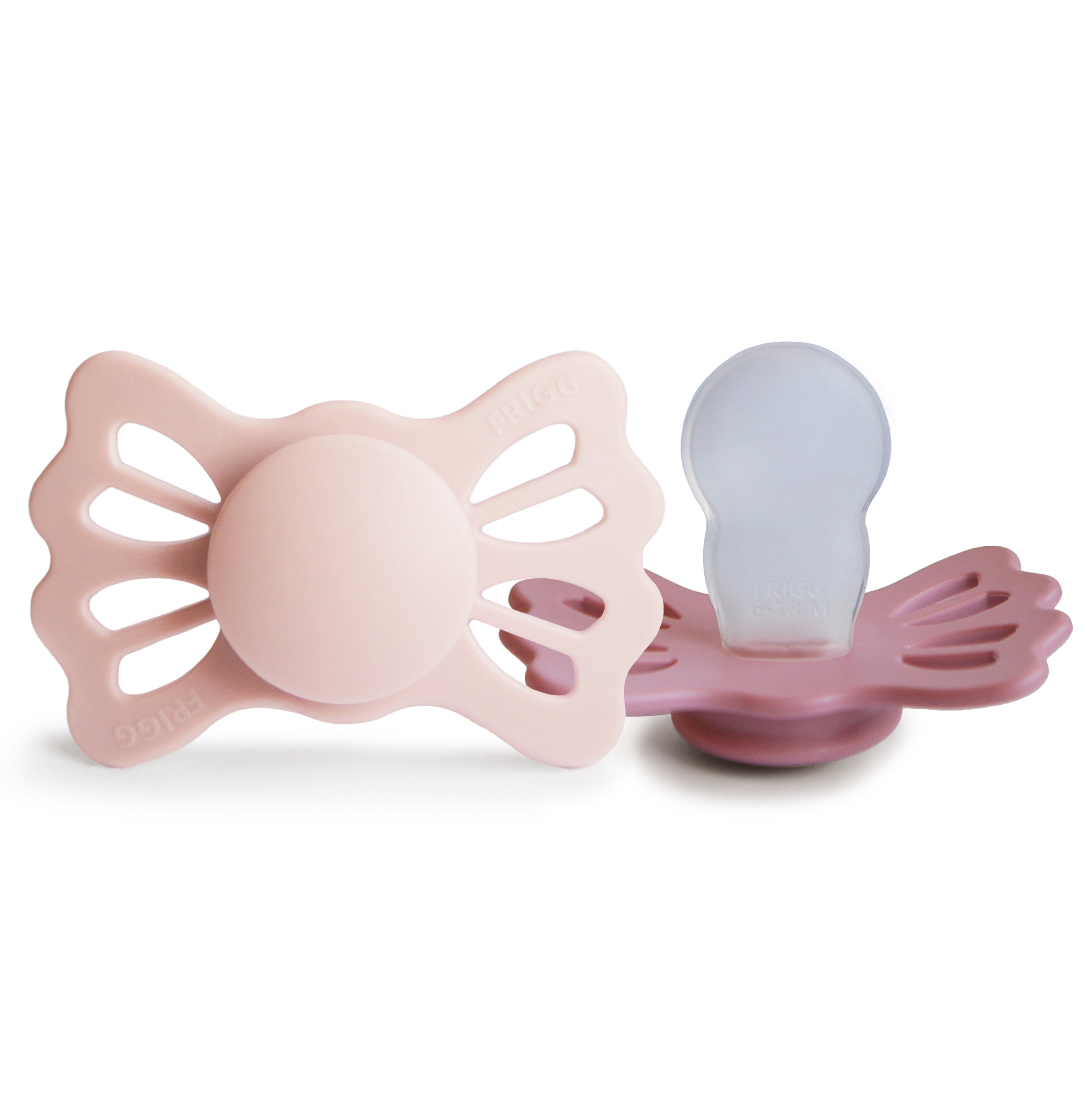 FRIGG Lucky Symmetrical Silicone Pacifier 2-Pack (6-18 Months) FRIGG PACIFIERS Mushie Blush/Cedar  