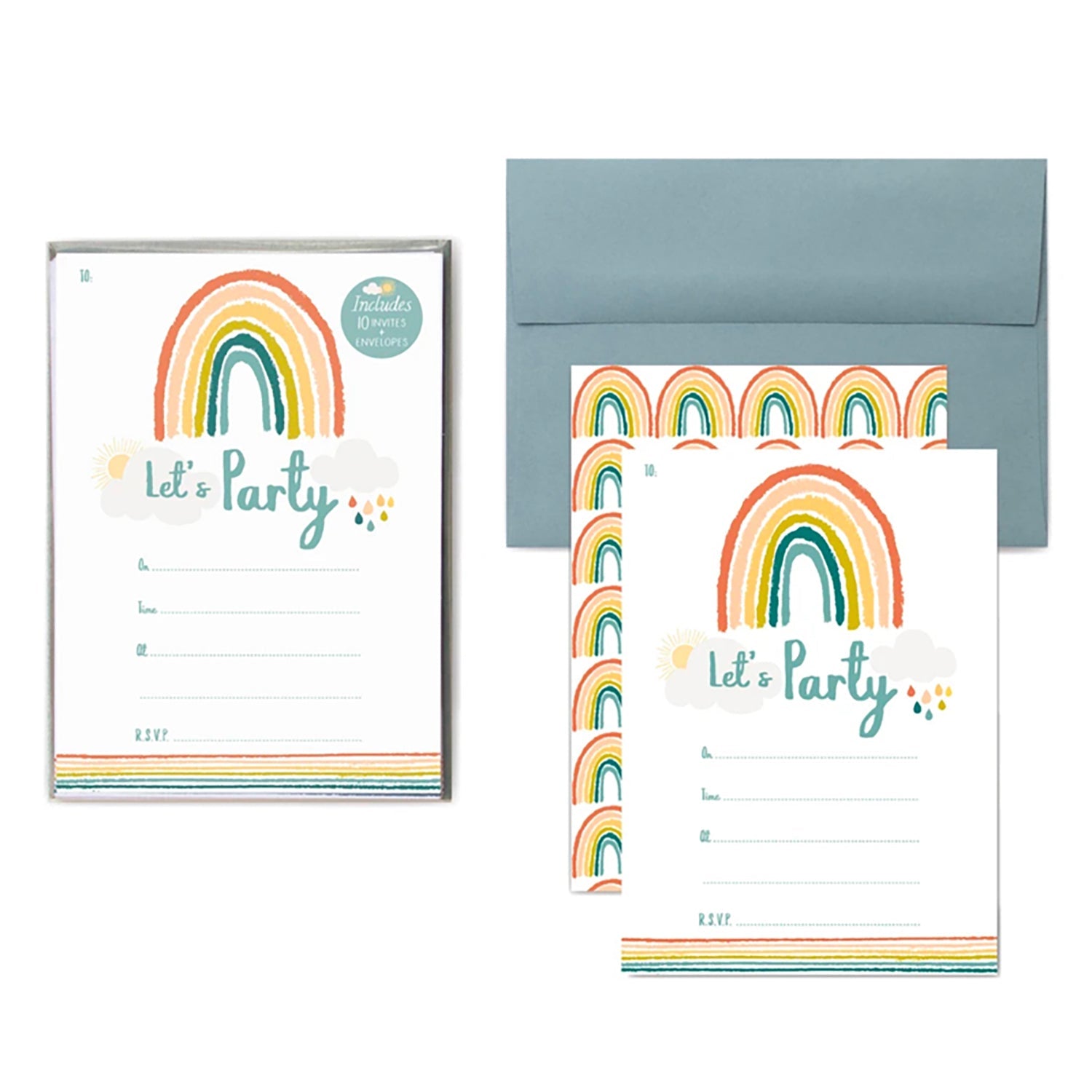 Little Rainbow Birthday Party Invitations