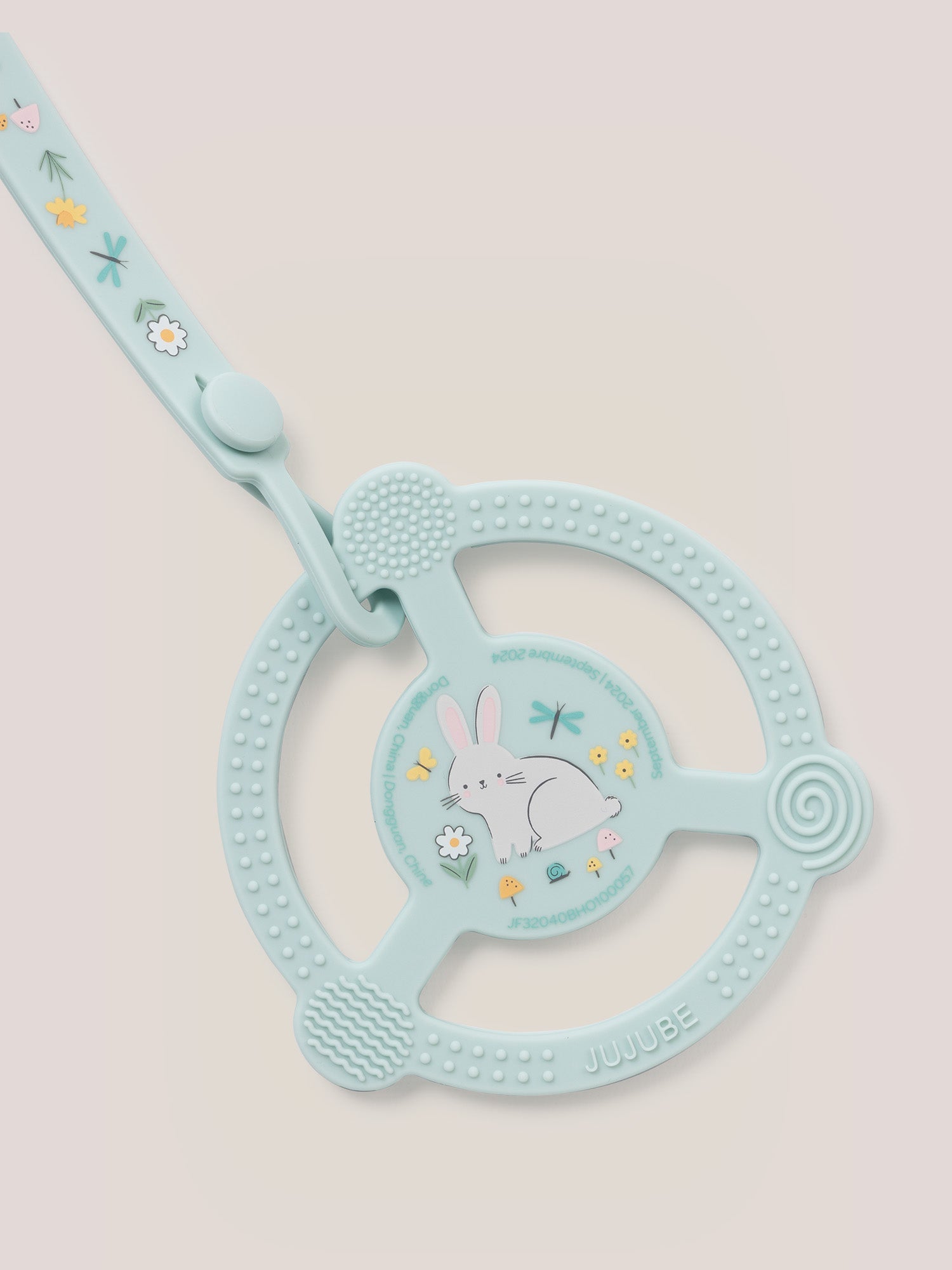 Silicone Teether Ring with Detachable Clip - Bunny Hollow