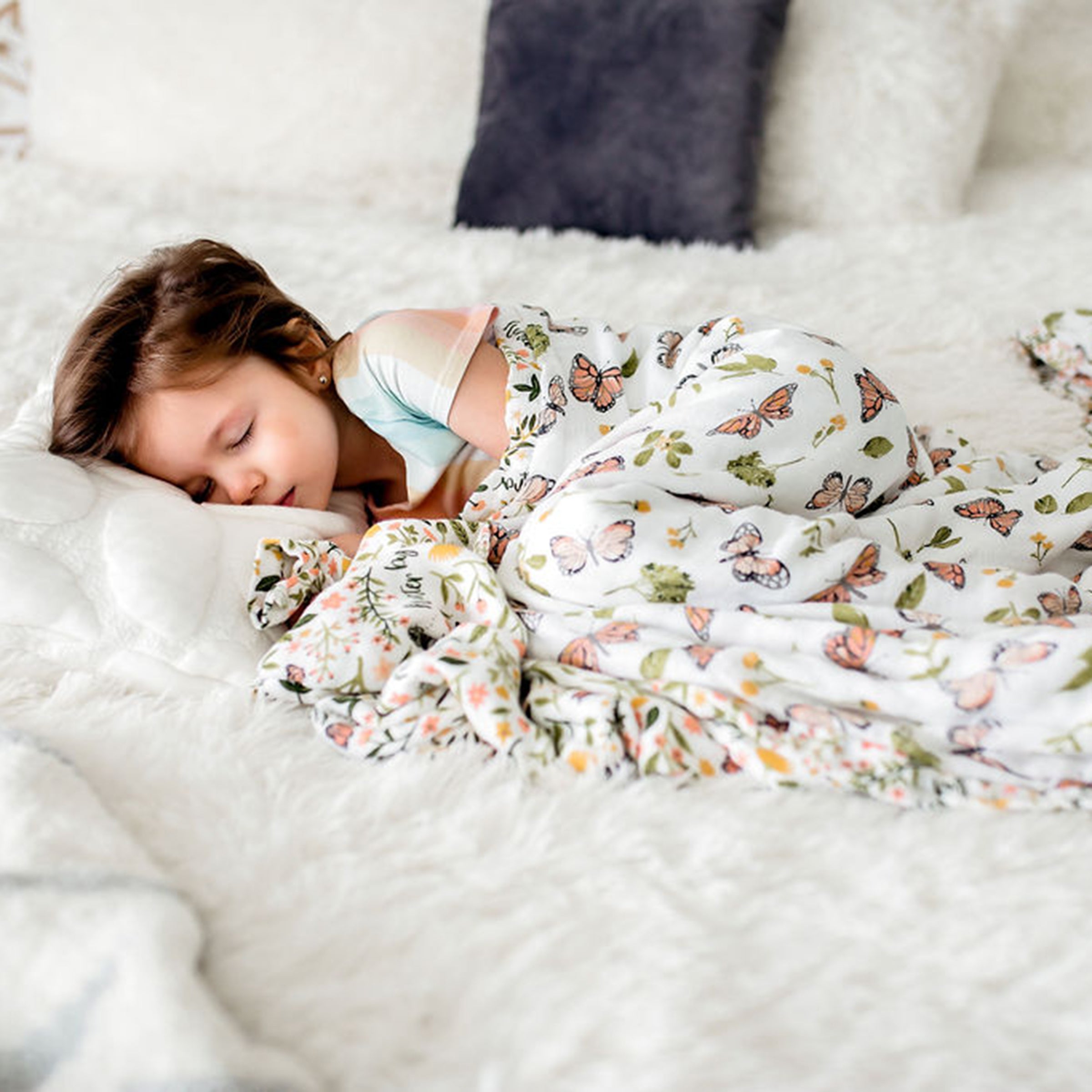 Butterfly + Flutterby Oh So Soft Snuggle Blanket Snuggle Blanket Bebe au Lait   