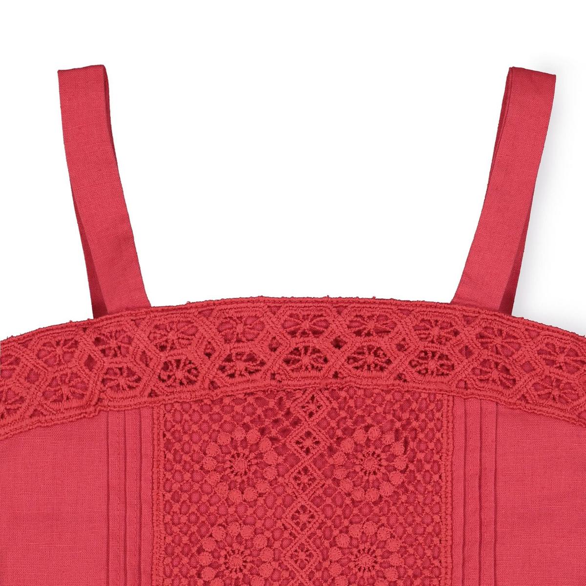 Crochet Trim Summer Dress - Summer Red