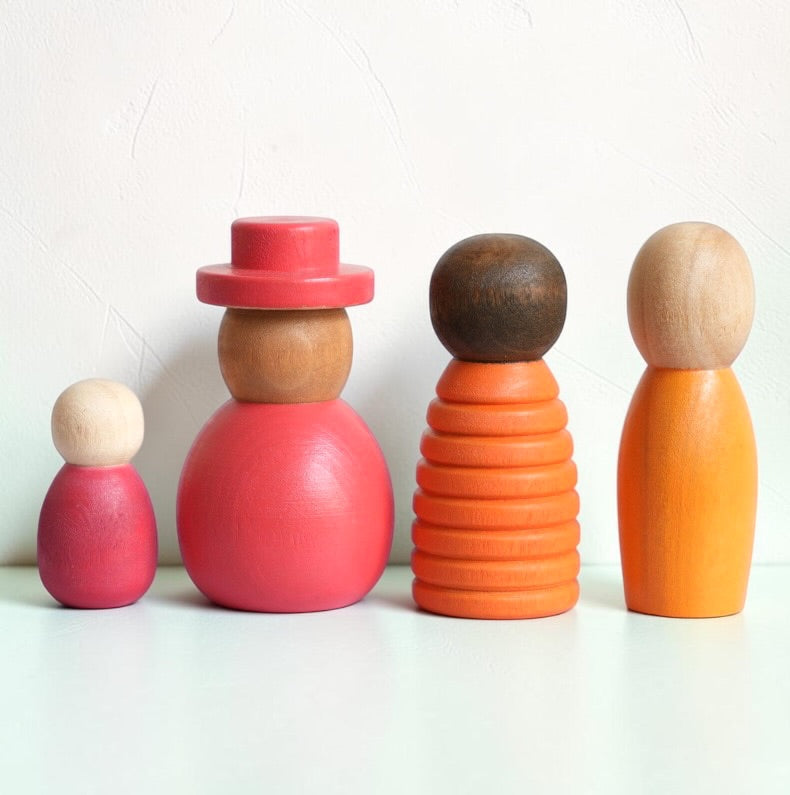 **Pre-order (Ships in 1-2 Weeks)**12 Pcs STAINED Wooden “Together” Peg Dolls Set