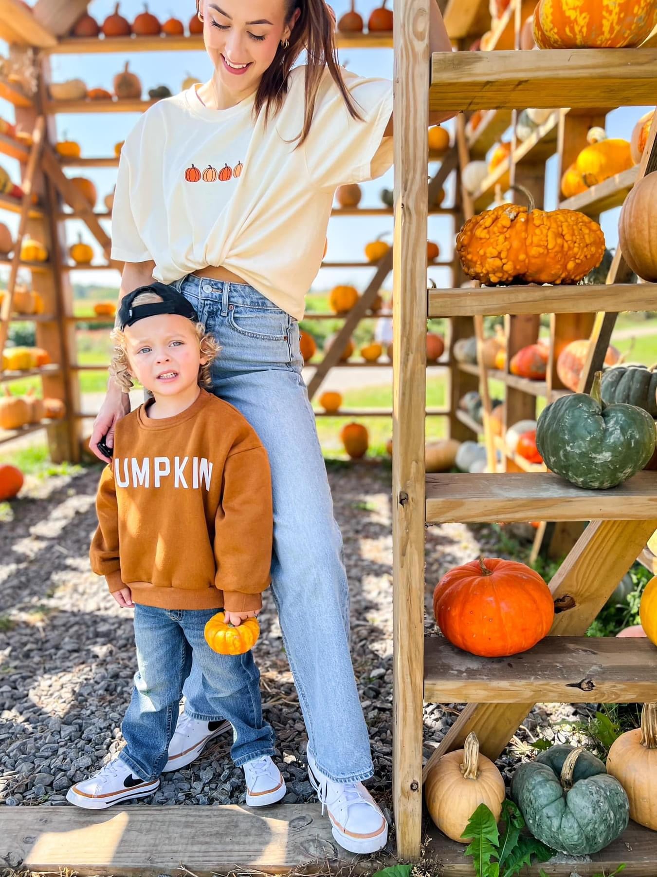 Adult Embroidered Pumpkins Comfort Colors Tee