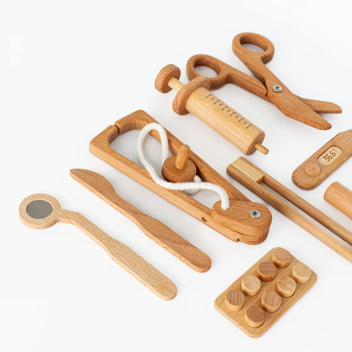 Wooden Doctor Pretend Play Set – Montessori Medical Tools for Kids
