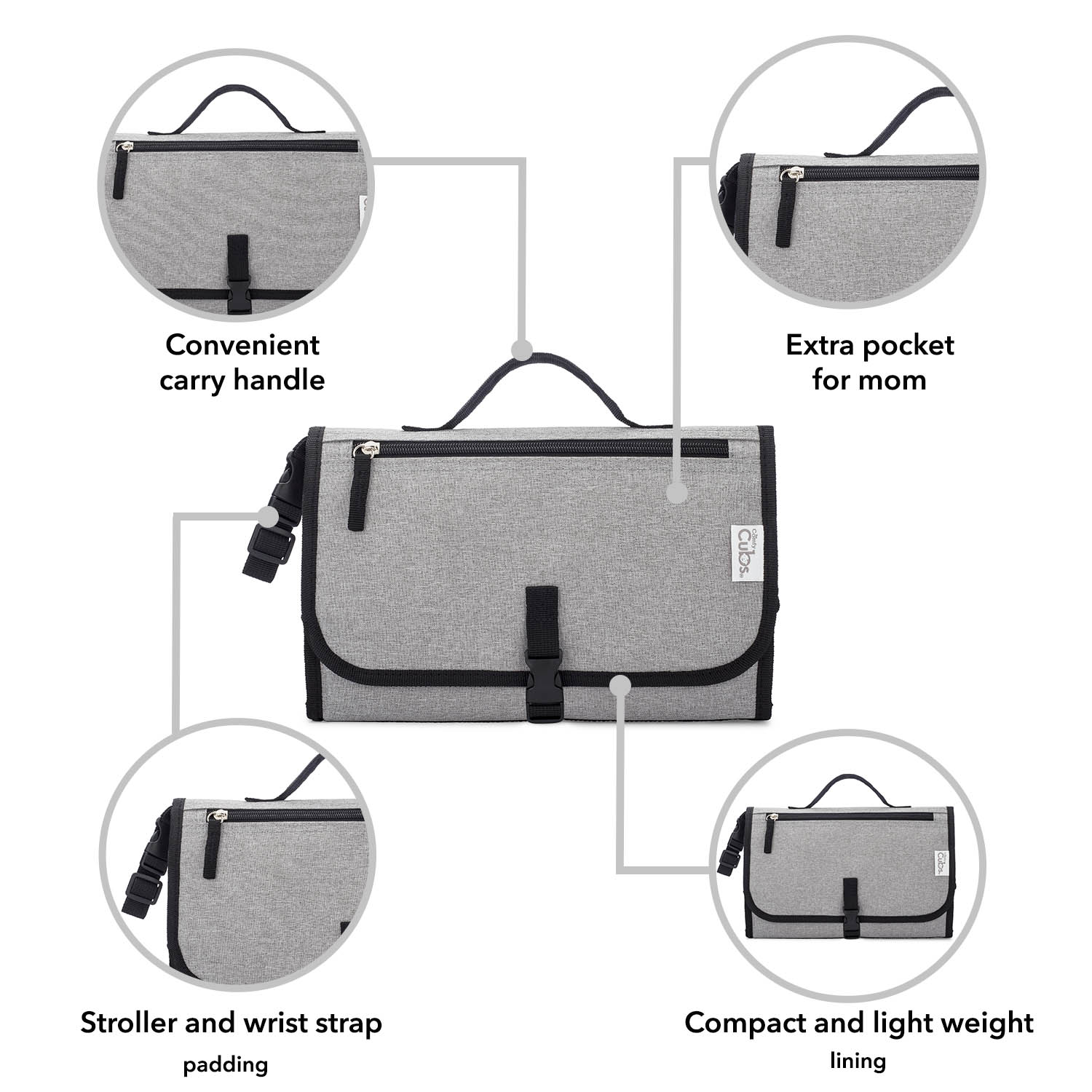 Large Changing Pad by Comfy Cubs - Solid Grey (Customization)