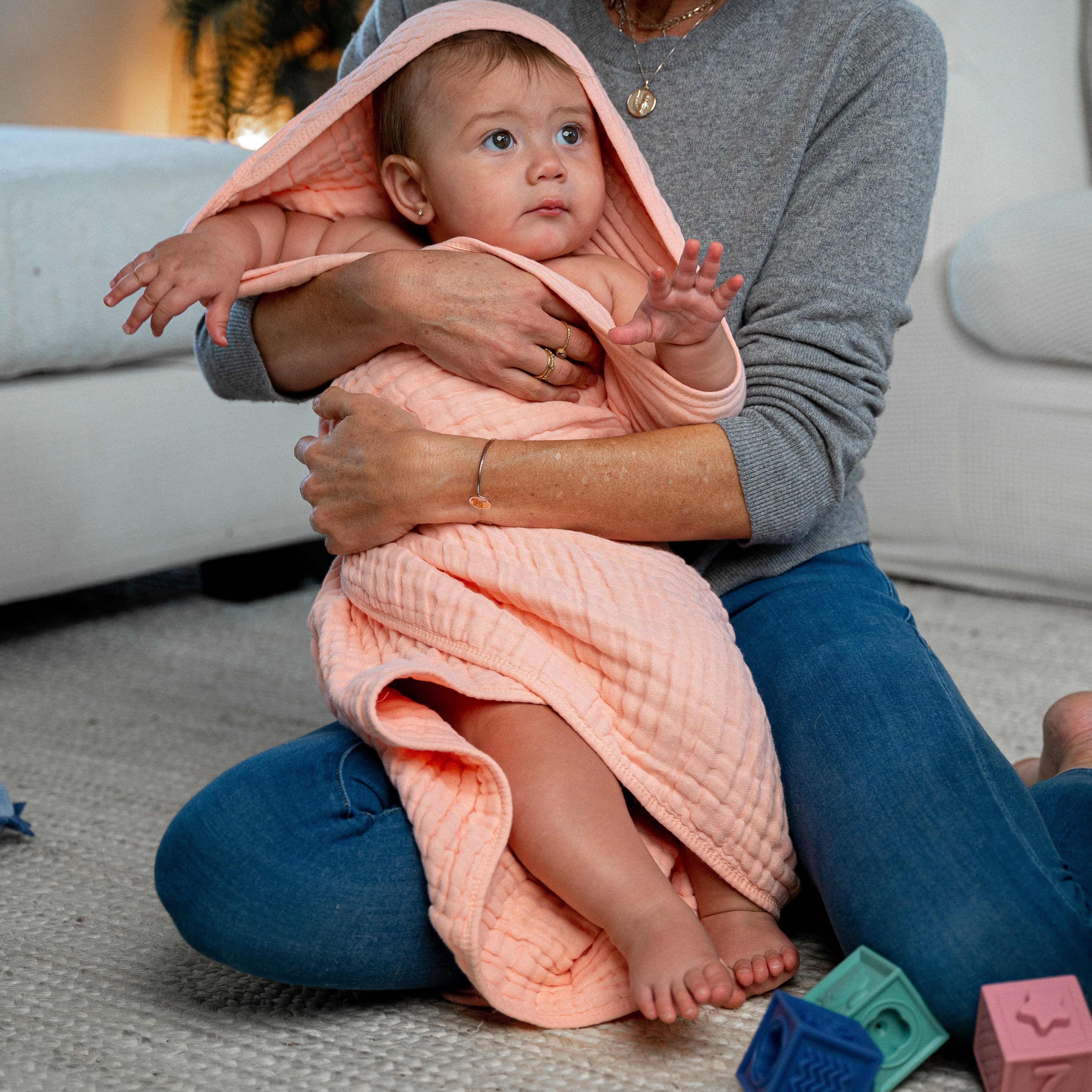 Baby Hooded Towels by Comfy Cubs - Lace Pink