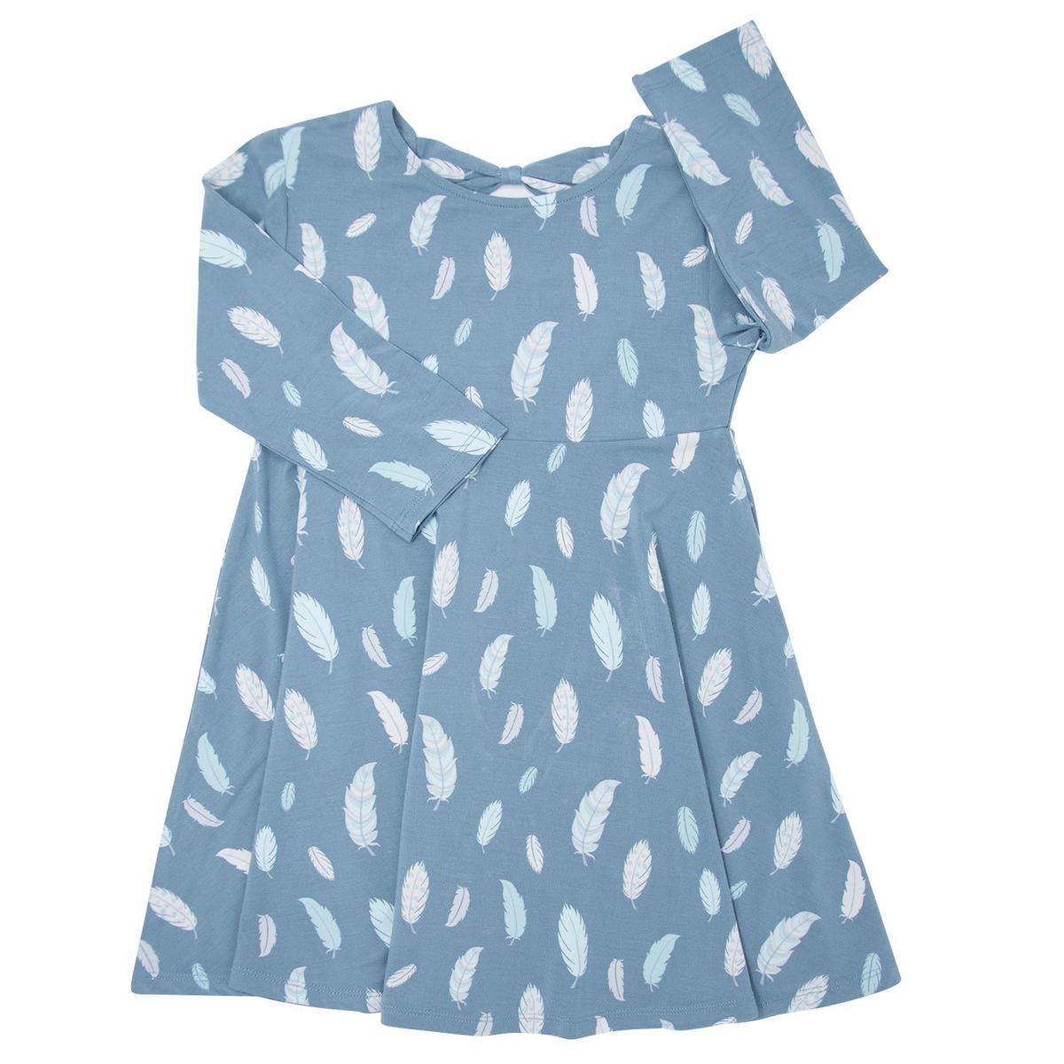 Twirly Bow Dress - Feathers