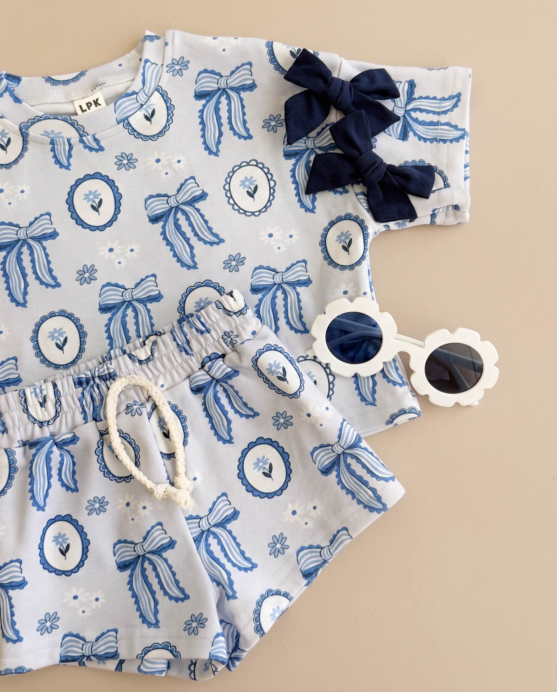 Shorts Set | Blue Bow