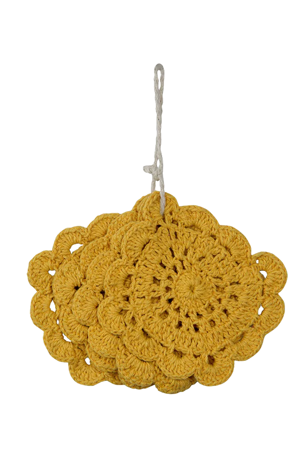 COASTER CROCHET MUSTARD - SET OF 4  Little Wonder & Co   