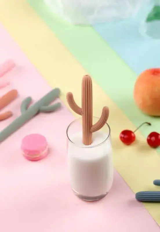 Cactus Silicone Teether & Straw for kids and adults