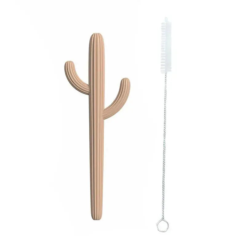 Cactus Silicone Teether & Straw for kids and adults