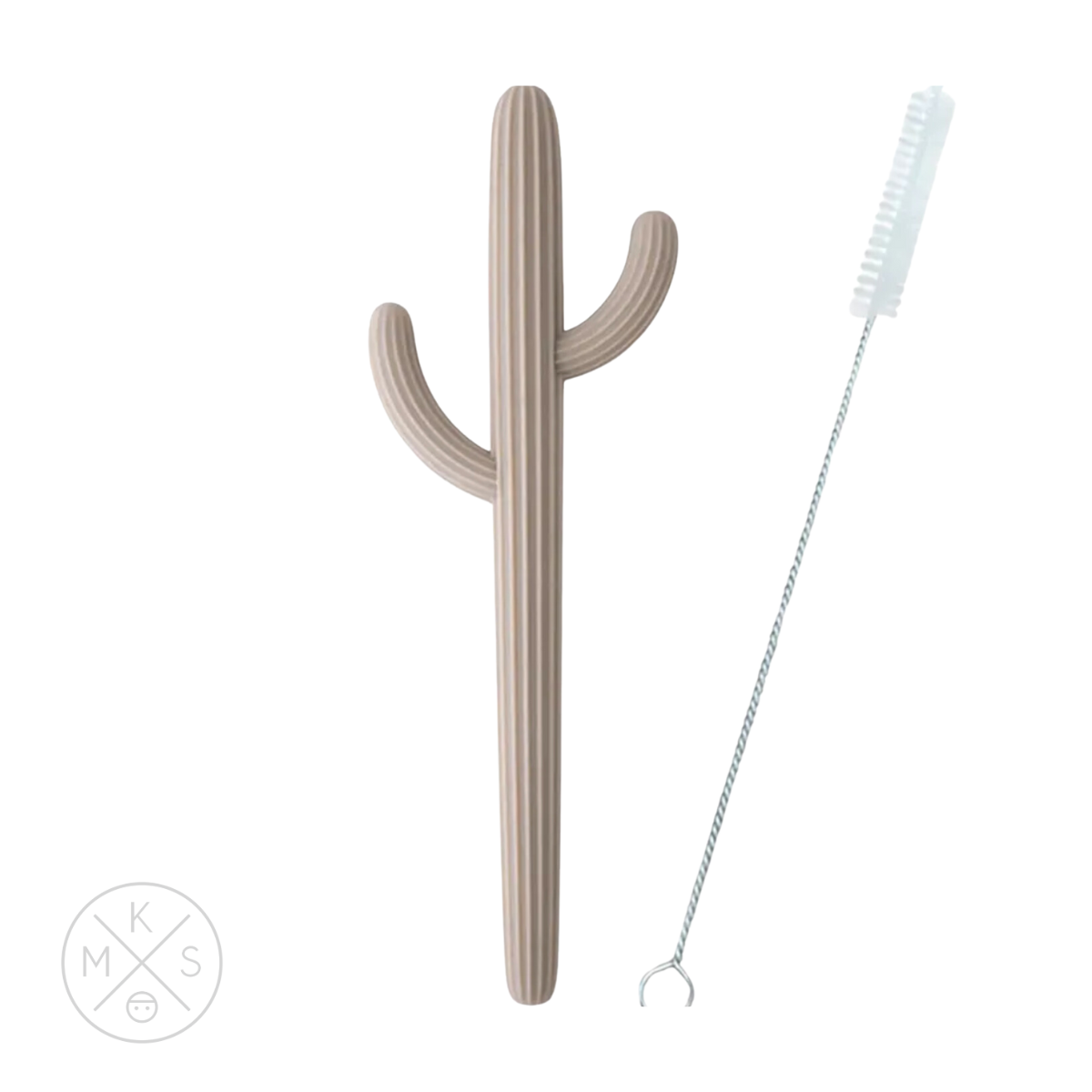 Cactus Silicone Teether & Straw for kids and adults TEETHER MKS Miminoo Light Beige  