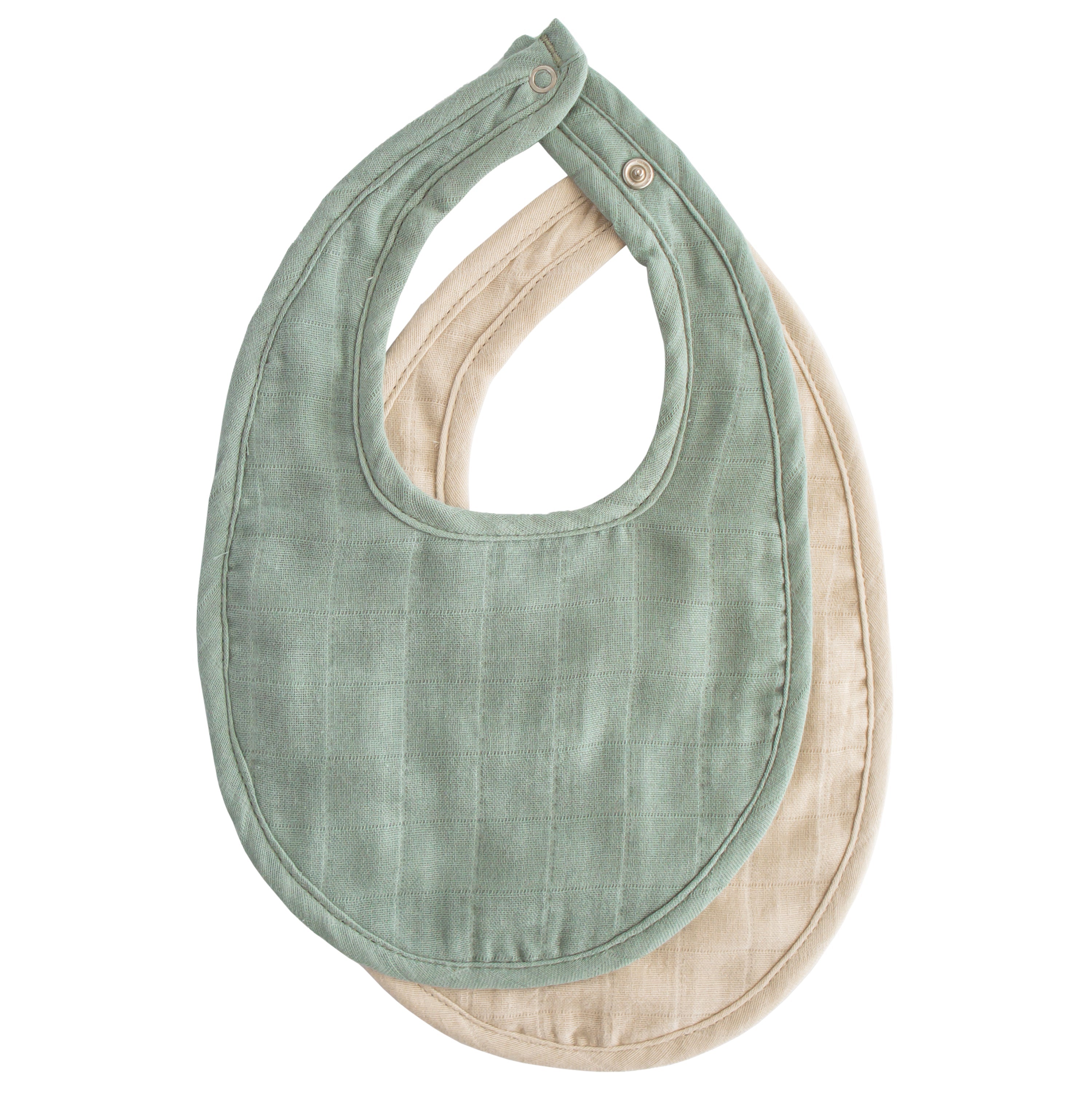 Muslin Bib 2-Pack Muslin Bib Mushie Roman Green/Fog  