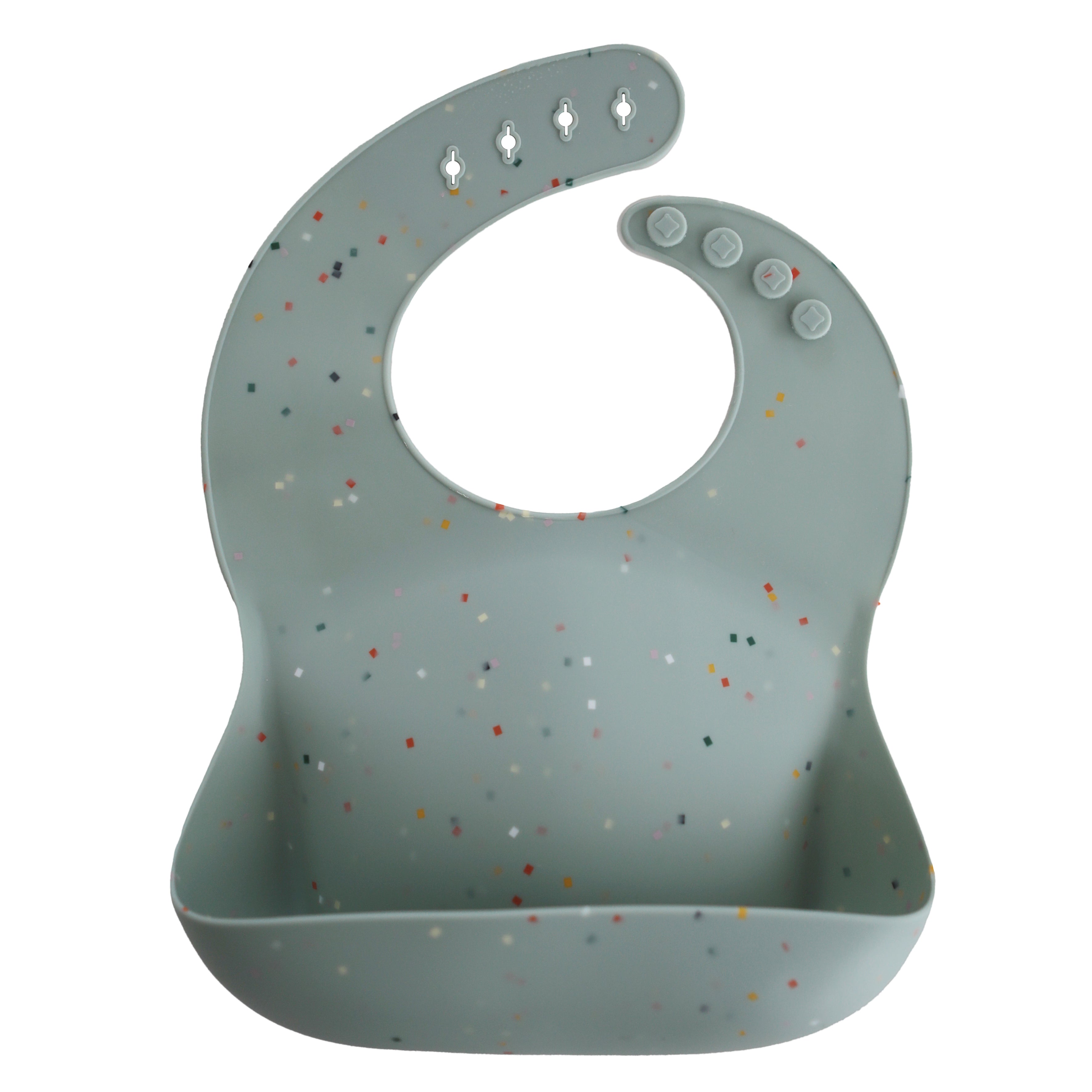 Silicone Baby Bib Silicone Bib Mushie Cambridge Blue Confetti  