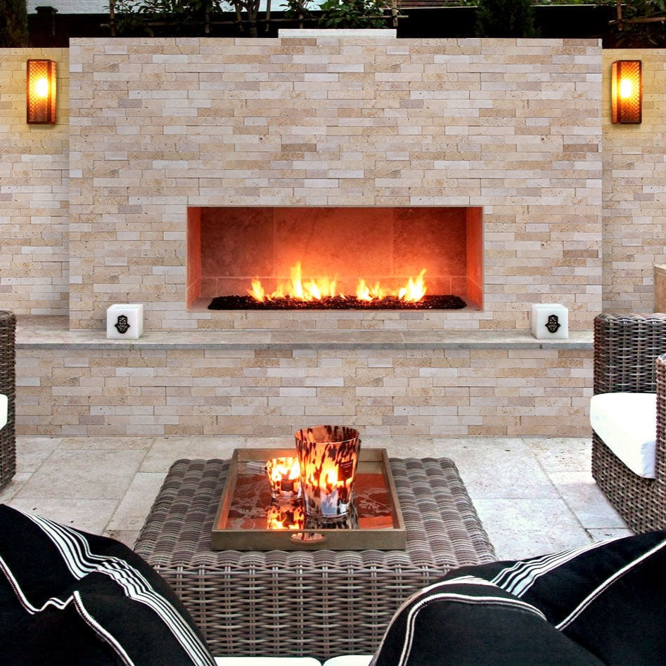 Camden Ivory Ledger 3D Panel 6"x24" Multi Surface Natural Travertine Wall Tile - Belair Collection