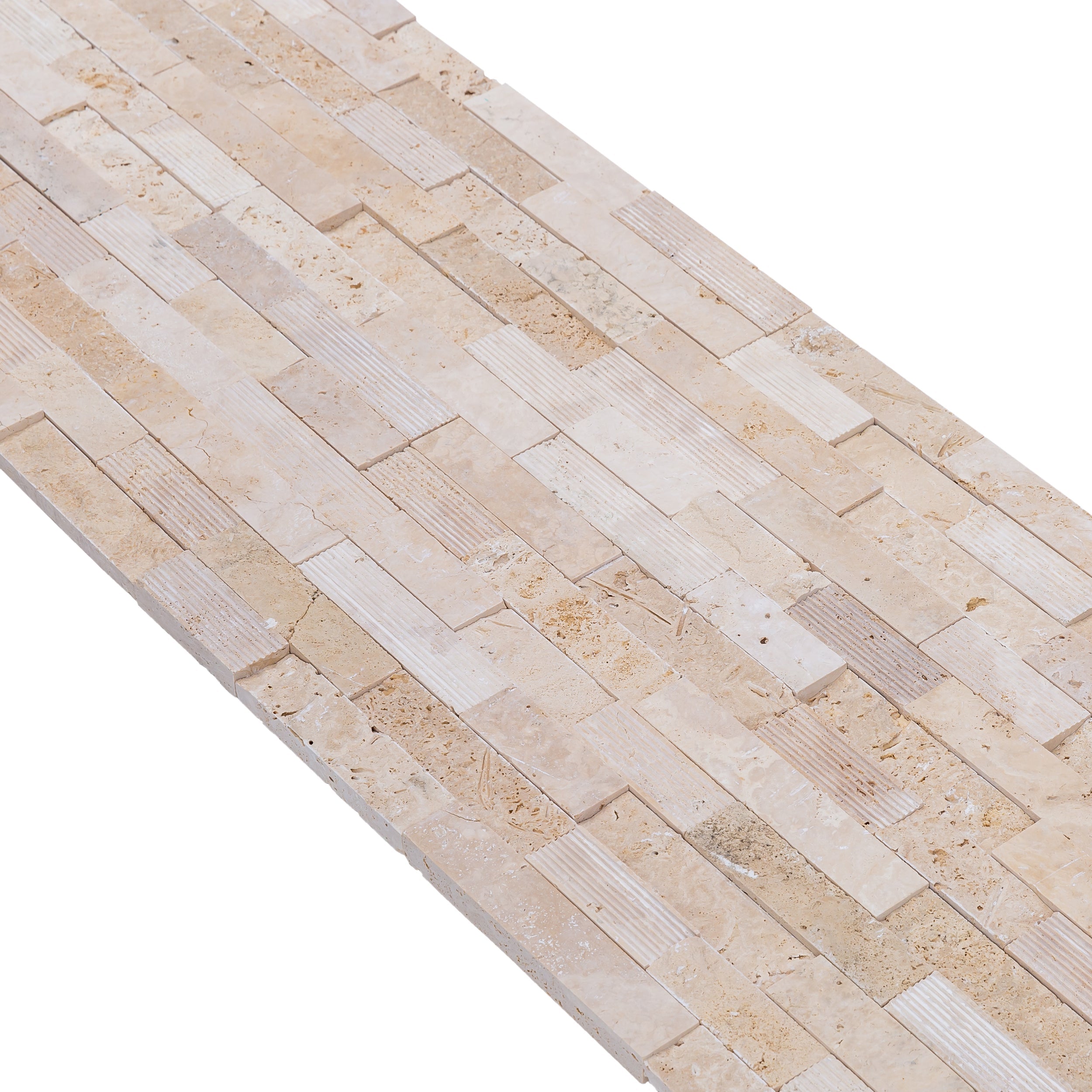 Camden Ivory Ledger 3D Panel 6"x24" Multi Surface Natural Travertine Wall Tile - Belair Collection