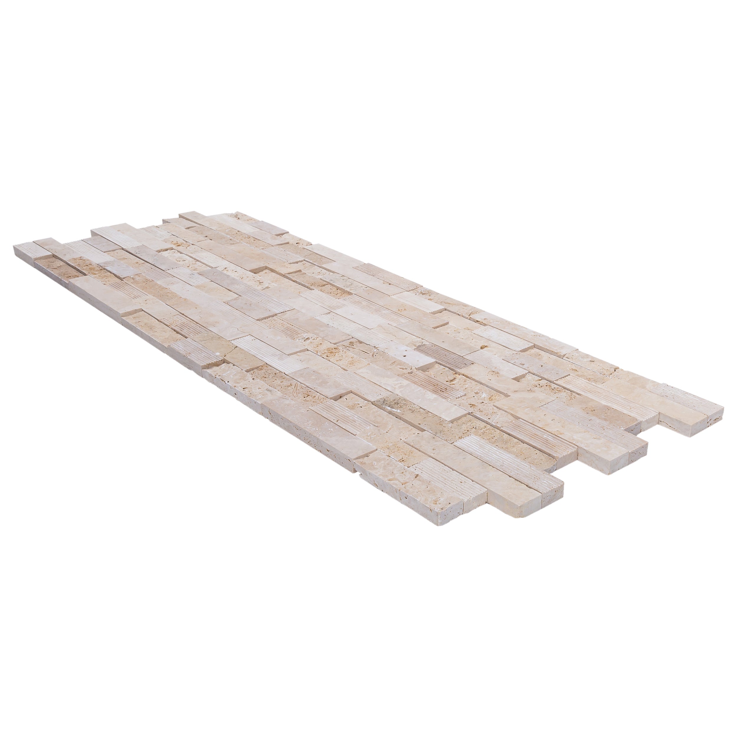 Camden Ivory Ledger 3D Panel 6"x24" Multi Surface Natural Travertine Wall Tile - Belair Collection