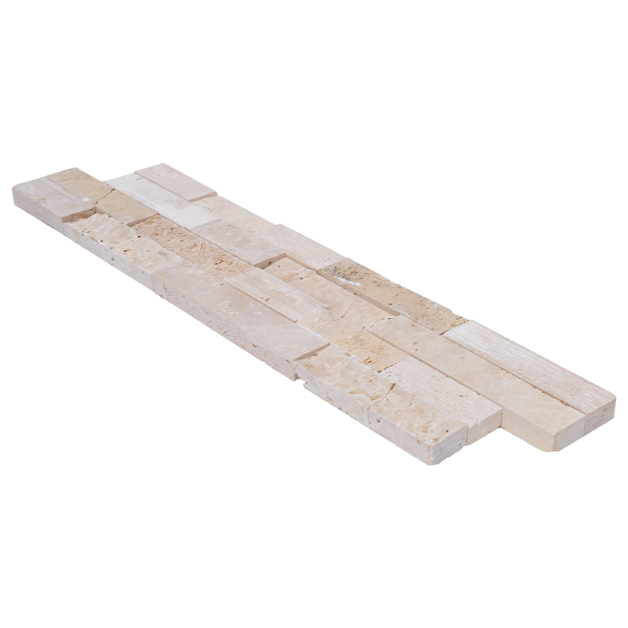 Camden Ivory Ledger 3D Panel 6"x24" Multi Surface Natural Travertine Wall Tile - Belair Collection