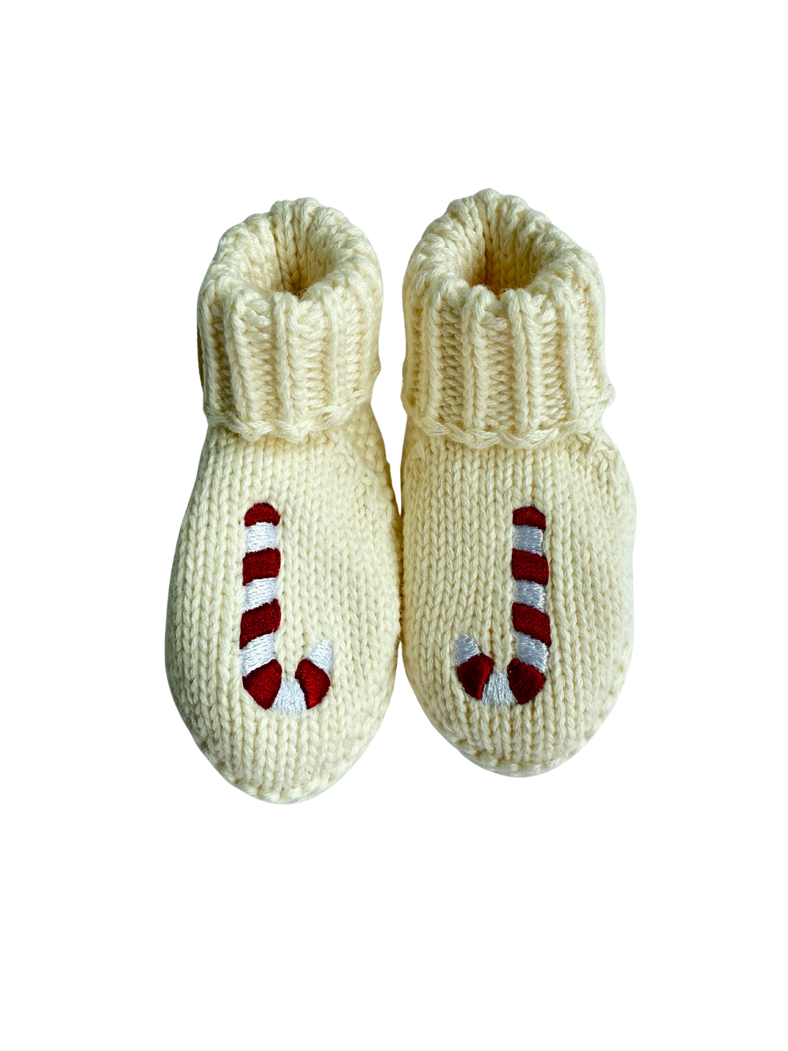 Candy Cane Embroidered Booties