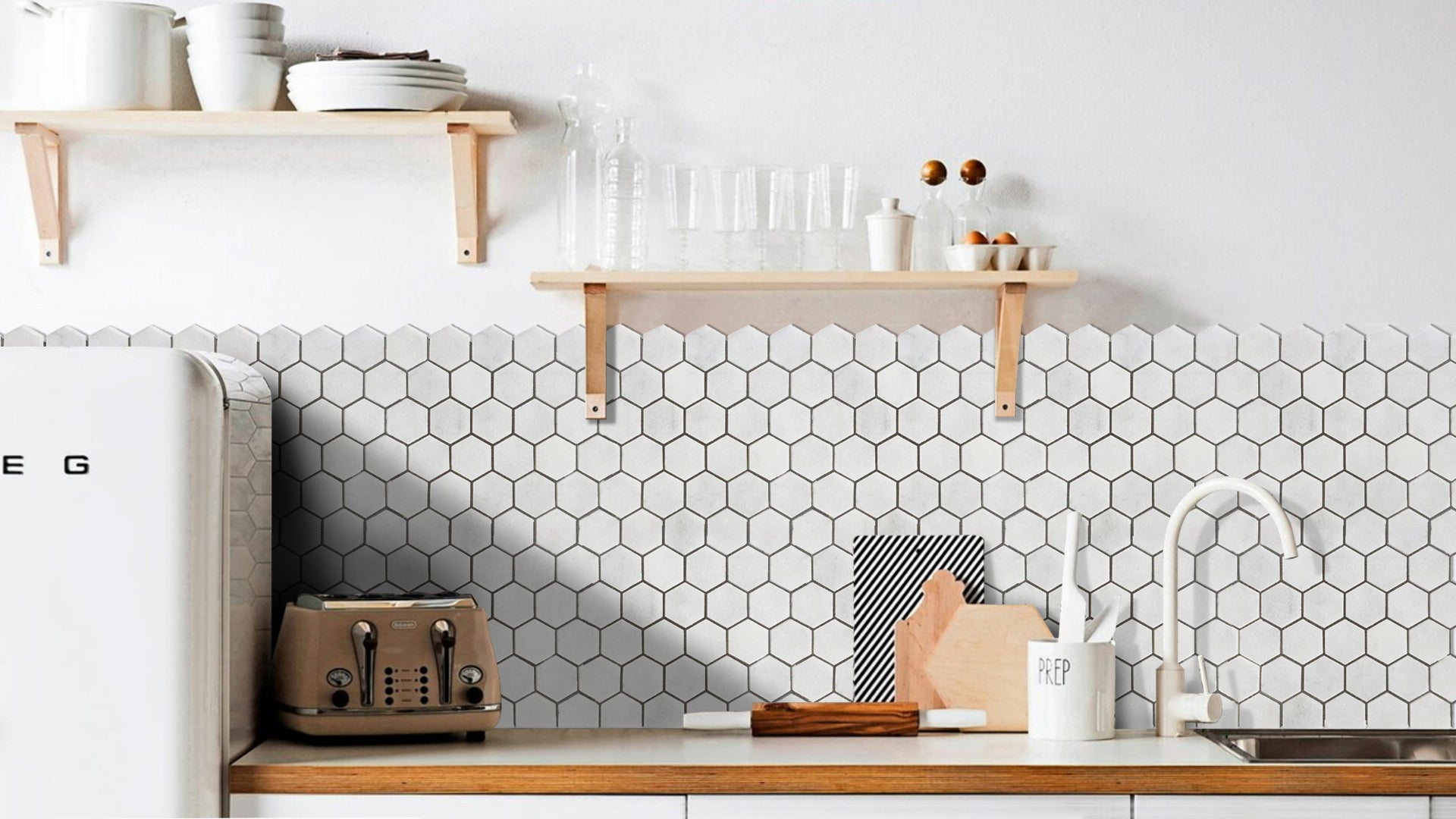 Carrara White Marble Hexagon 2" Polished Mosaic Floor and Wall Tile - Livfloors Collection