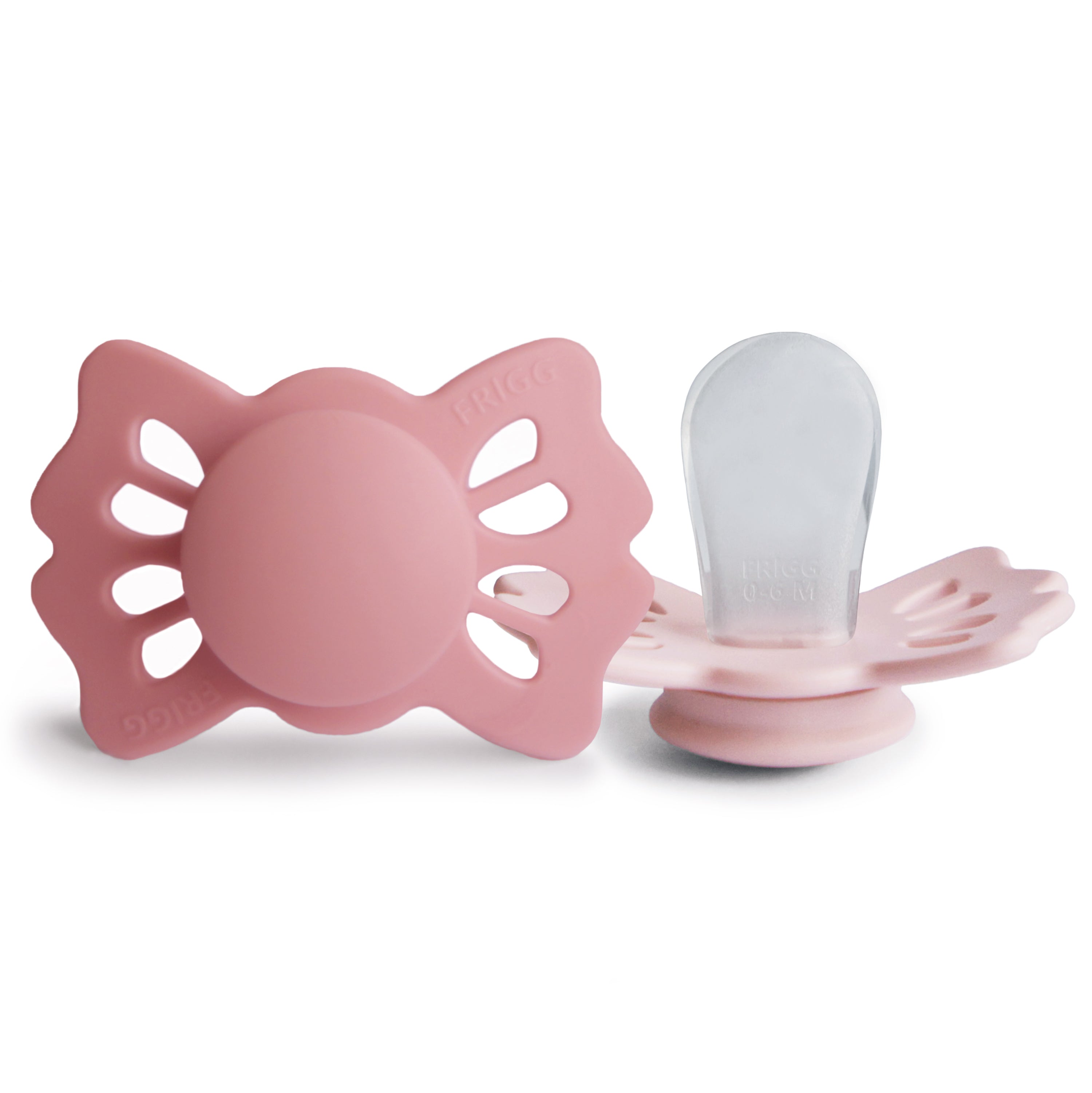 FRIGG Lucky Symmetrical Silicone Pacifier 2-Pack (0-6 Months) FRIGG PACIFIERS Mushie Cedar/Baby Pink  