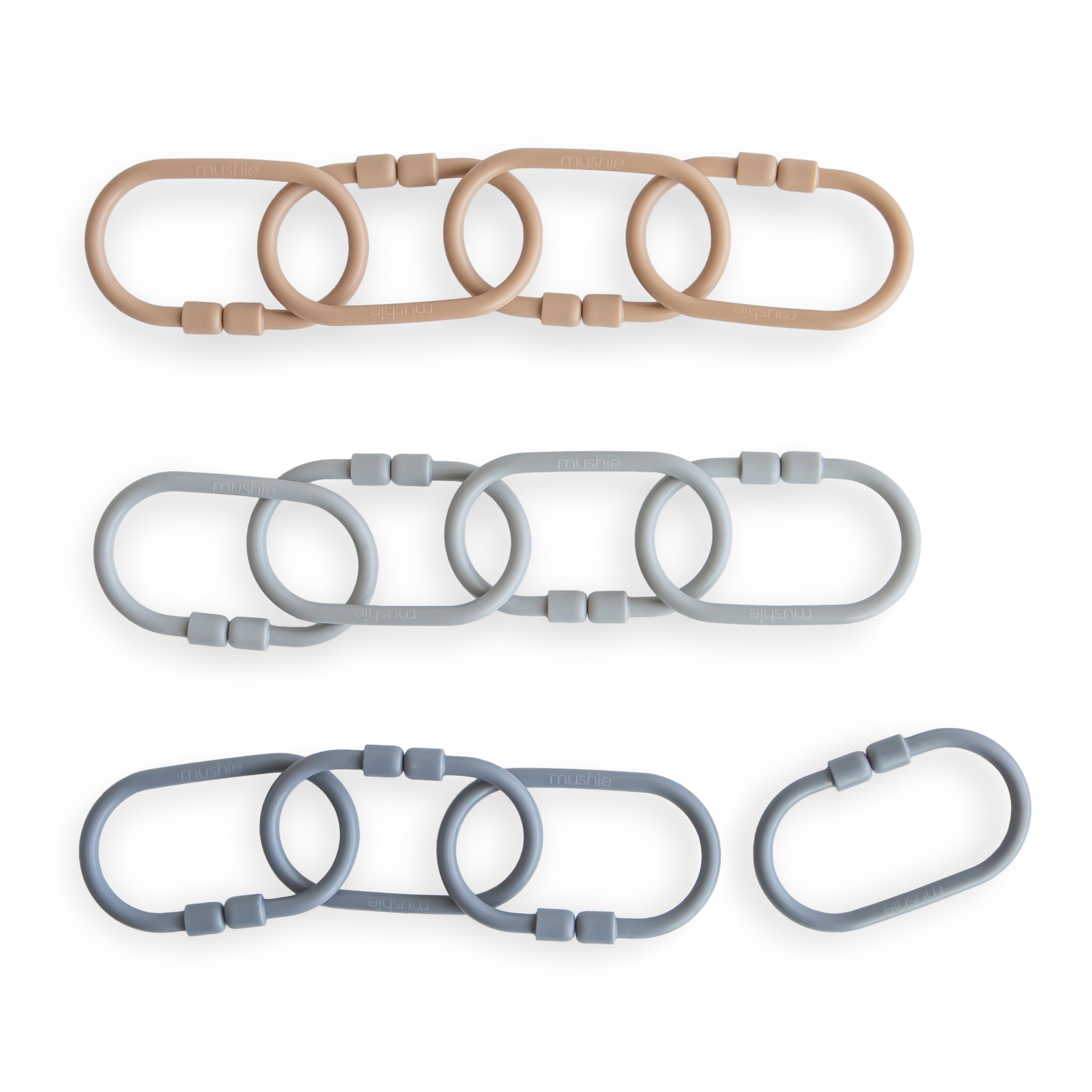 Chain Link Rings toys Mushie Natural/Stone/Tradewinds  