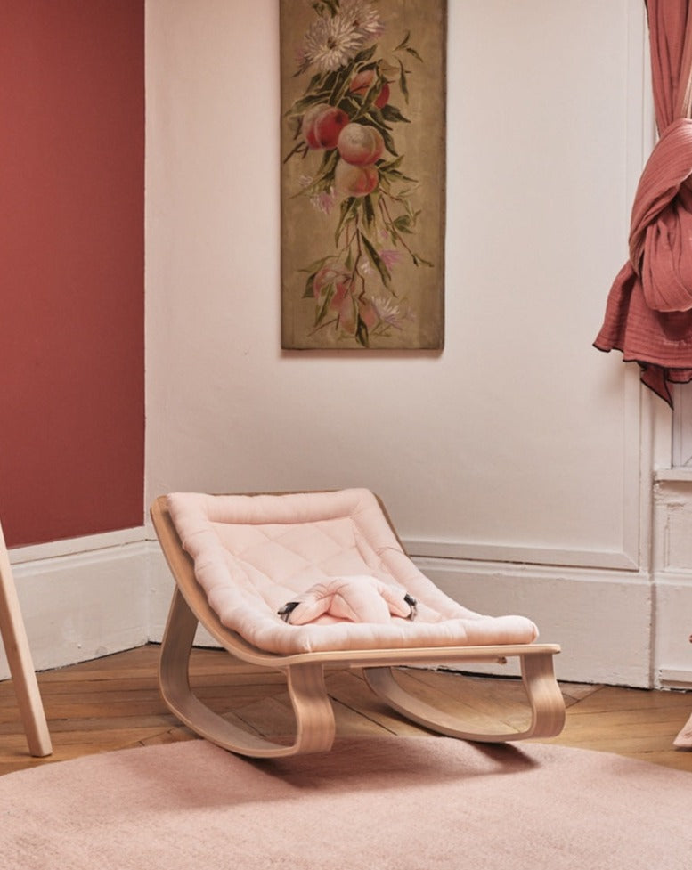 LEVO Beech Wood Baby Rocker Nursery Furniture Charlie Crane Organic Nude Pink  