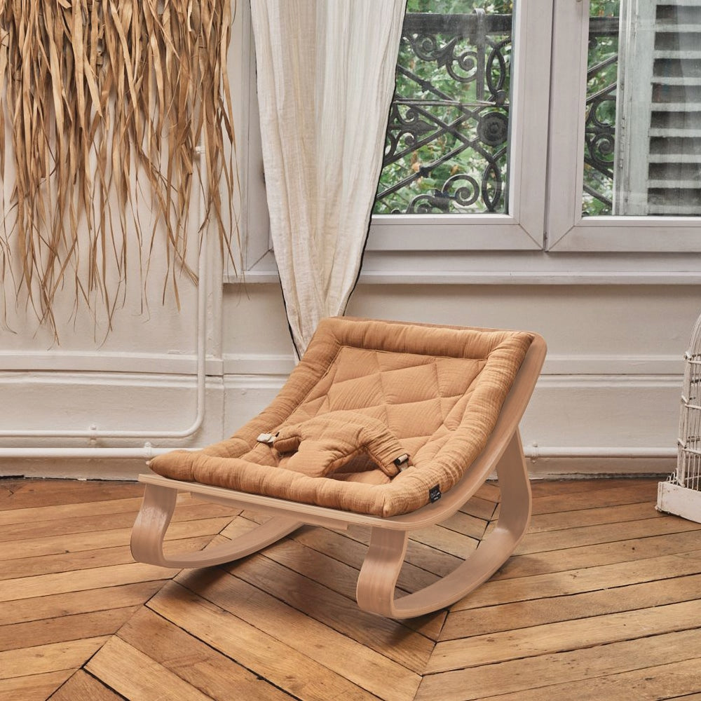 LEVO Beech Wood Baby Rocker Nursery Furniture Charlie Crane Organic Camel  