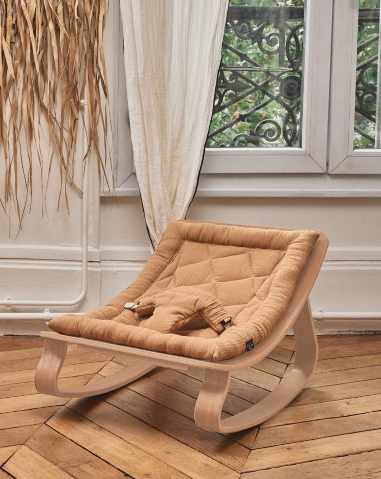 LEVO Beech Wood Baby Rocker Nursery Furniture Charlie Crane Organic Camel  