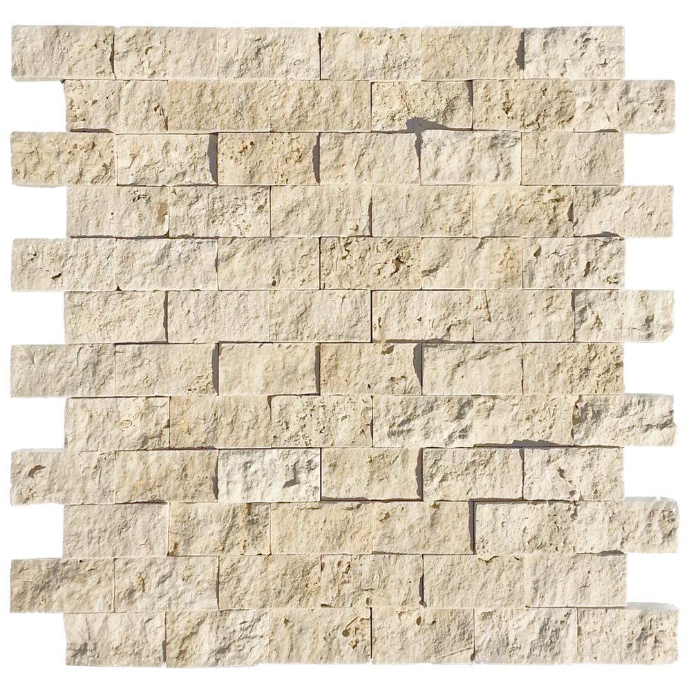 Travertine Classic Beige Split Face Mosaic Floor and Wall Tile - Livfloors Collection