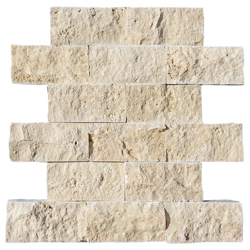 Travertine Classic Beige Split Face Mosaic Floor and Wall Tile - Livfloors Collection