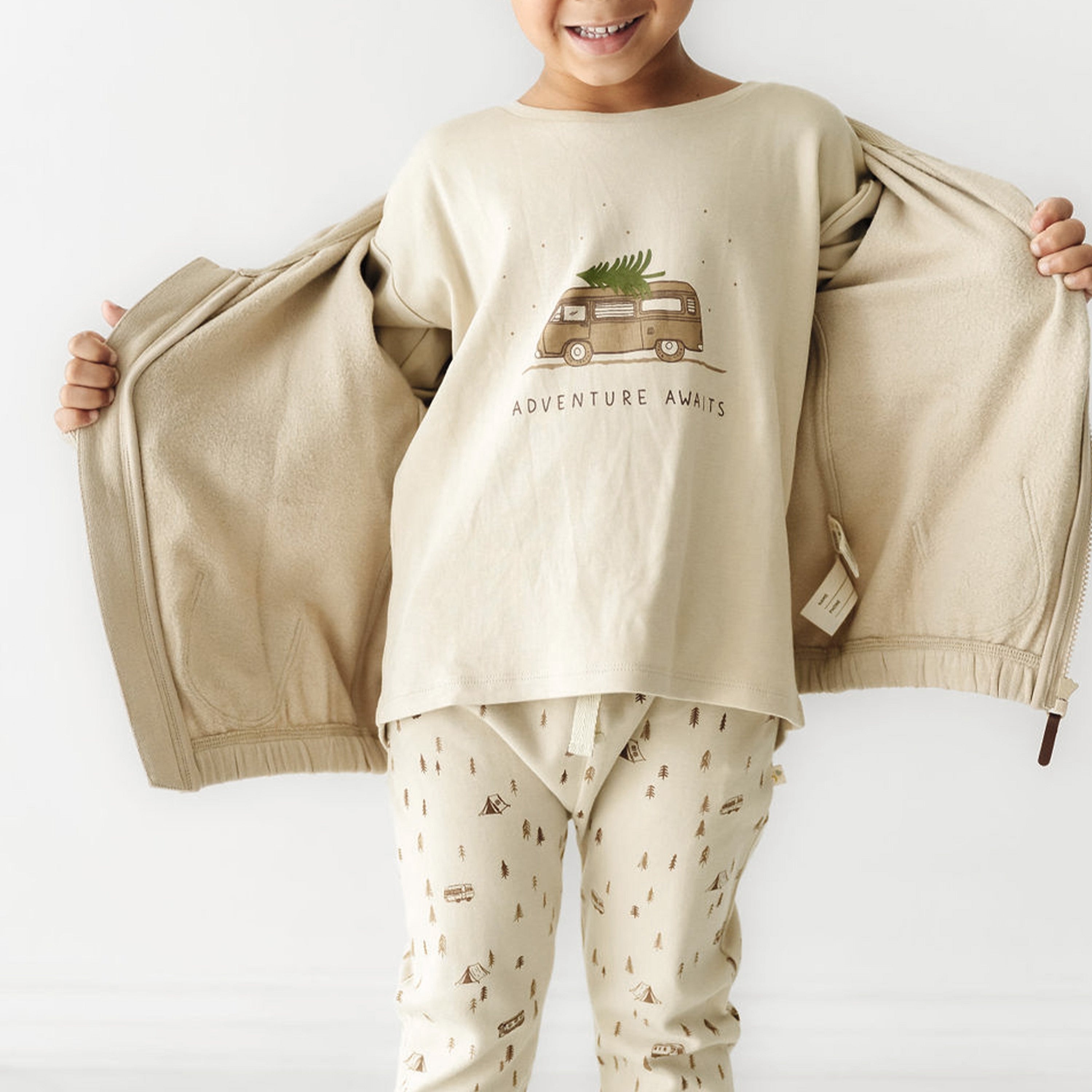 Organic Kids T-Shirt & Pant Set - Adventure Awaits Tee & Pant Set Makemake Organics   