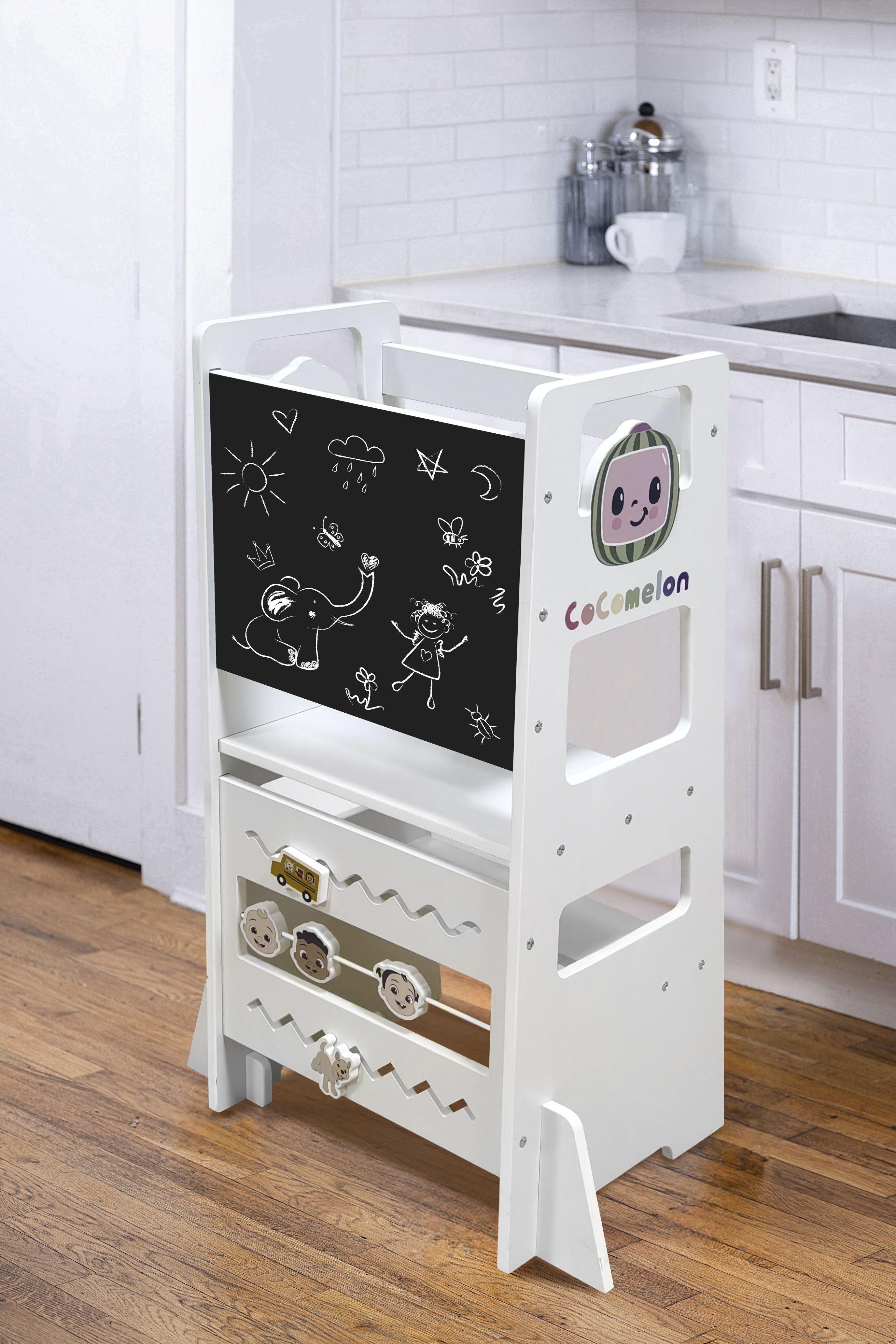 Date CocoMelon - 3 in 1 Kitchen Tower, Step Stool and Chalkboard