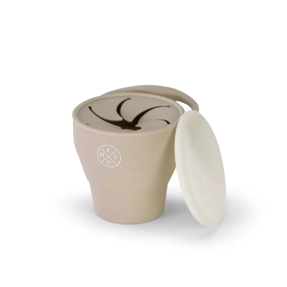 Collapsible Silicone Snack Cup - Beige