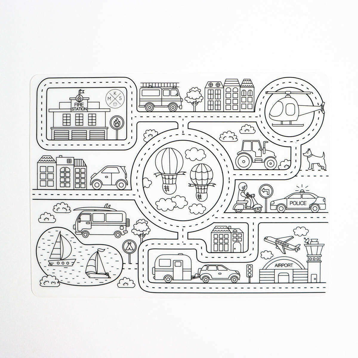 Silicone Reusable Coloring Tablemat Set - Roadmap COLORING TABLEMAT MKS Miminoo   