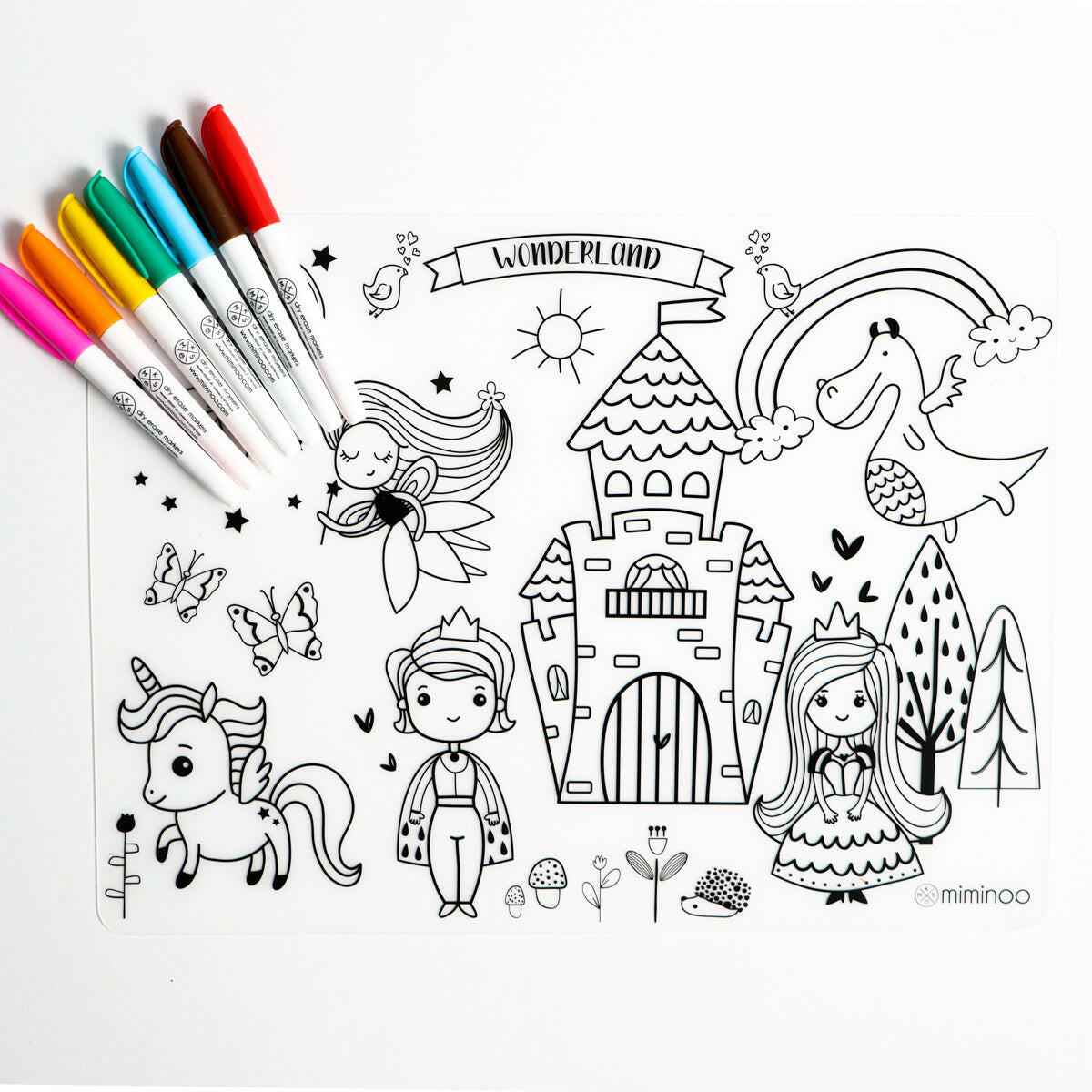 Silicone Reusable Coloring Tablemat Set - Wonderland COLORING TABLEMAT MKS Miminoo   