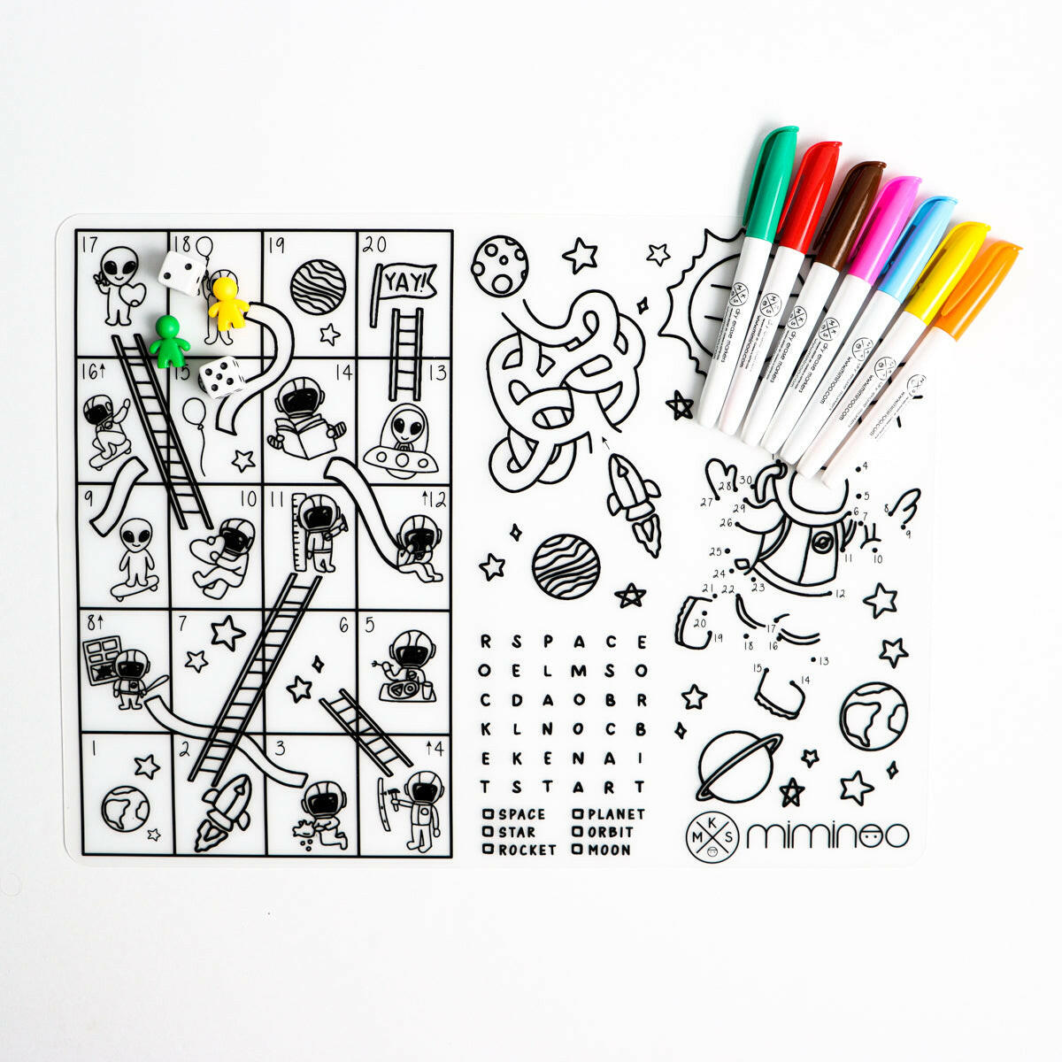 Silicone Reusable Coloring Tablemat Set - Space Games COLORING TABLEMAT MKS Miminoo   