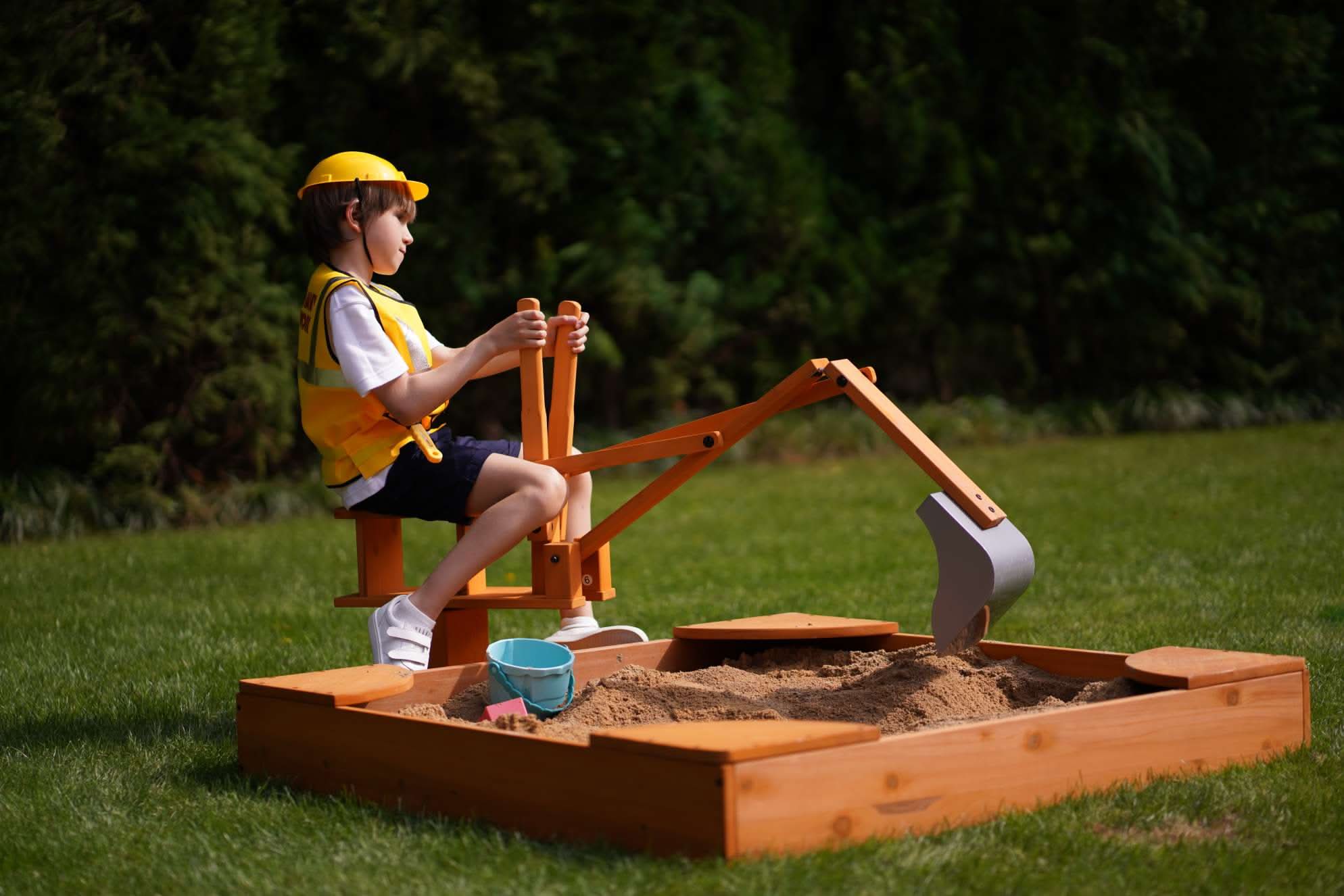 Outdoor Excavator Digger Toy for Kids | Backyard Construction Ride-On (Sandbox Not Included)